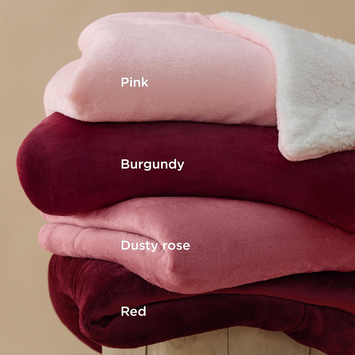 Detalle de Bedsure GentleSoft Sherpa Fleece Blanket, King Size, Reversible Burgundy