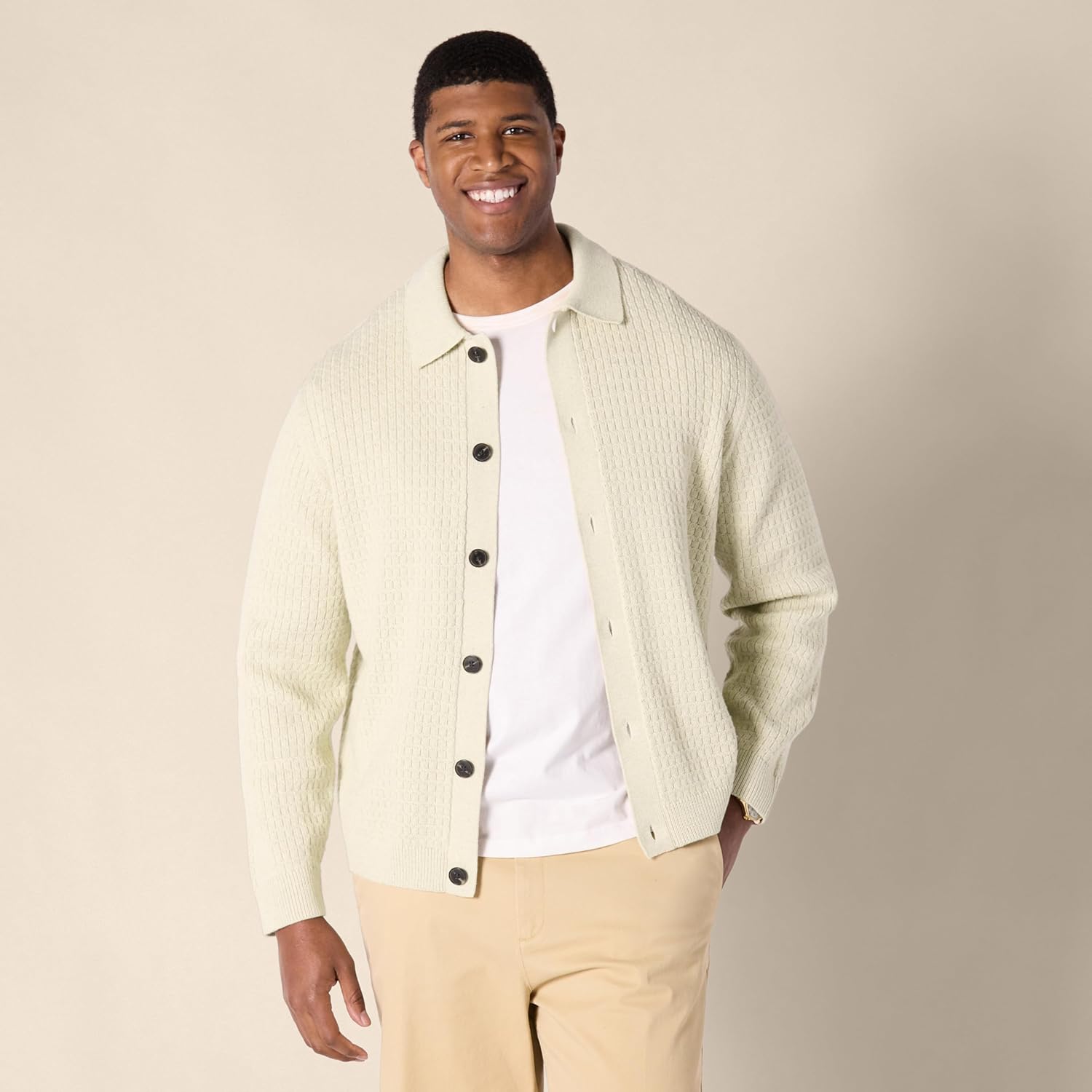 Thumbnail 4 de Amazon Essentials Herren Weite Strickjacke mit Kragen – bequemer Cardigan mit Knopfleiste