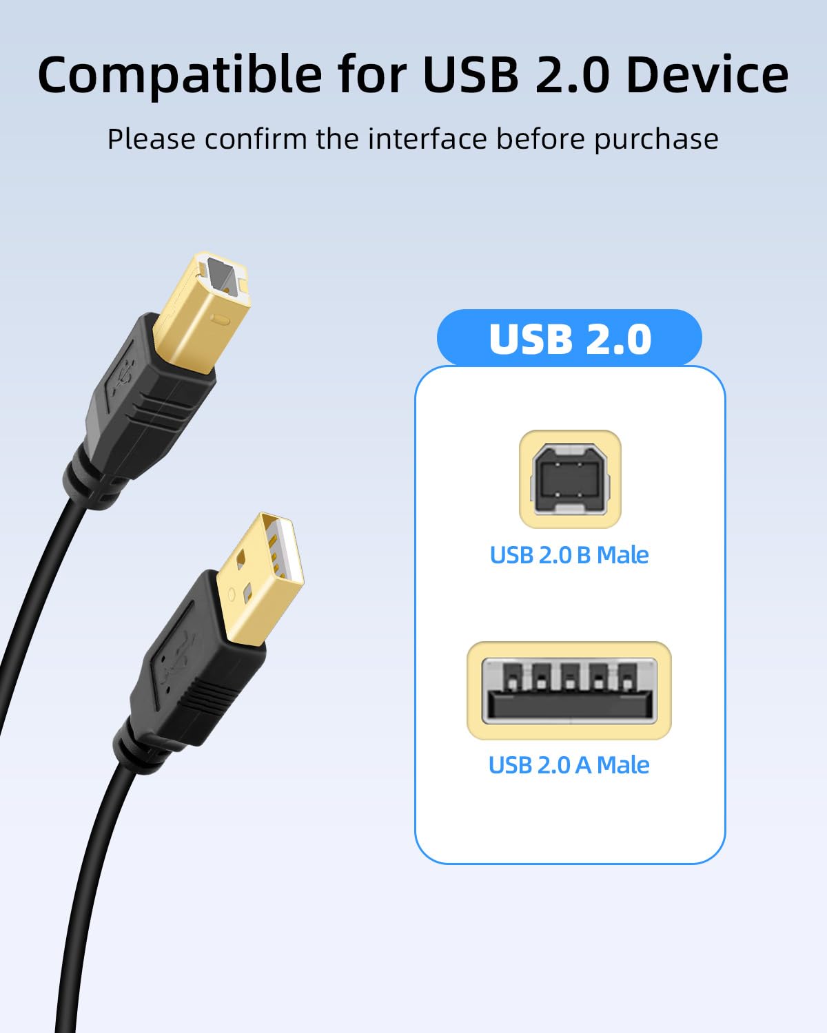 Thumbnail 5 de RIIEYOCA 4.5m Printer USB Cable with Toggle Switch — 2-in-1 USB-A to USB-B Shared Connection (2.5m USB-A + 2m USB-B)