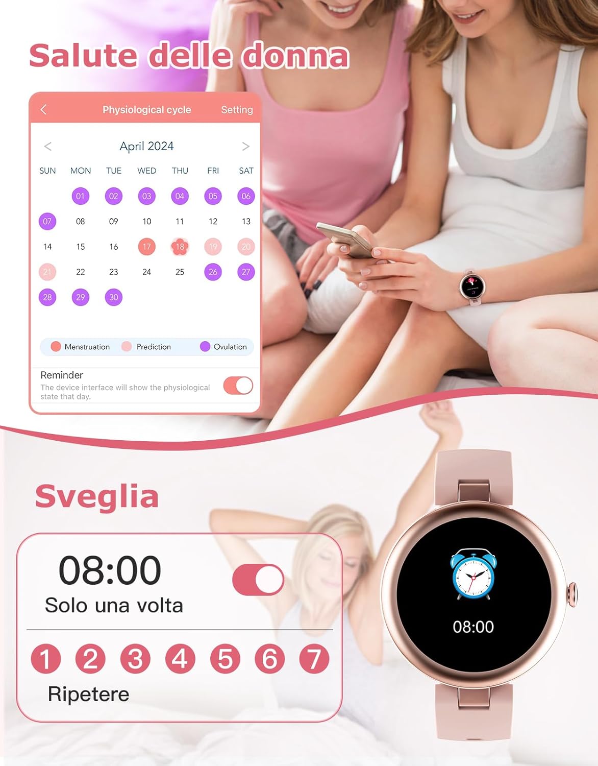 Detalle 2 de SHANG WING Smartwatch Donna Piccolo: Orologio Rotondo con AMOLED 1.09” e 500 mAh