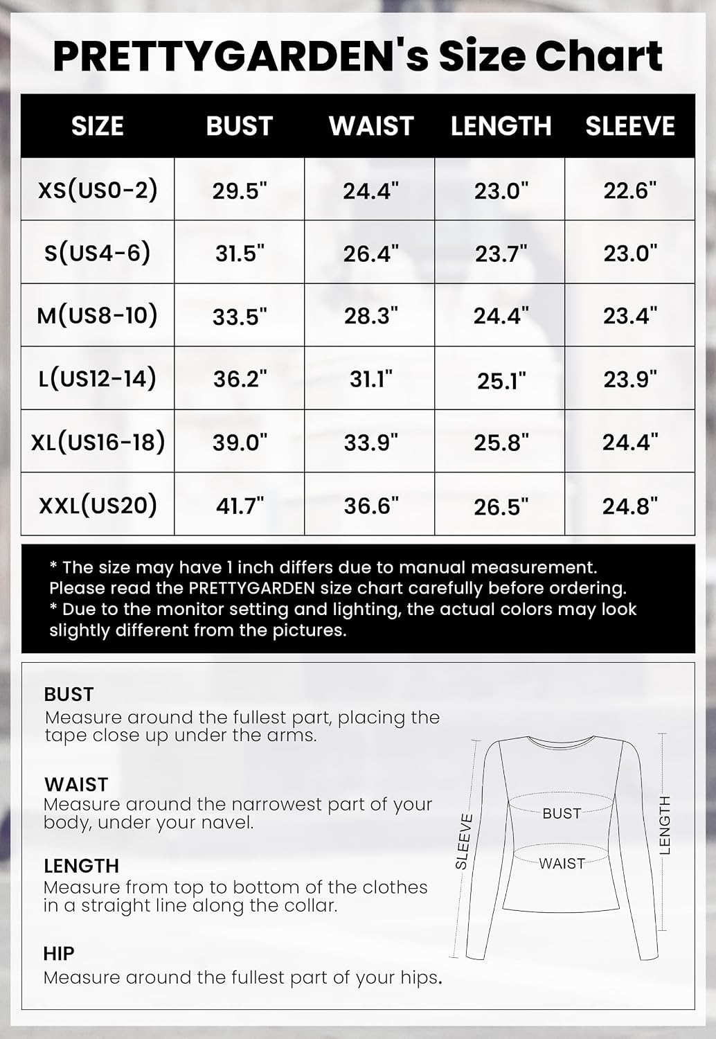 Detalle 2 de PRETTYGARDEN Women's Long-Sleeve Ribbed Tee, Slim-Fit Crewneck