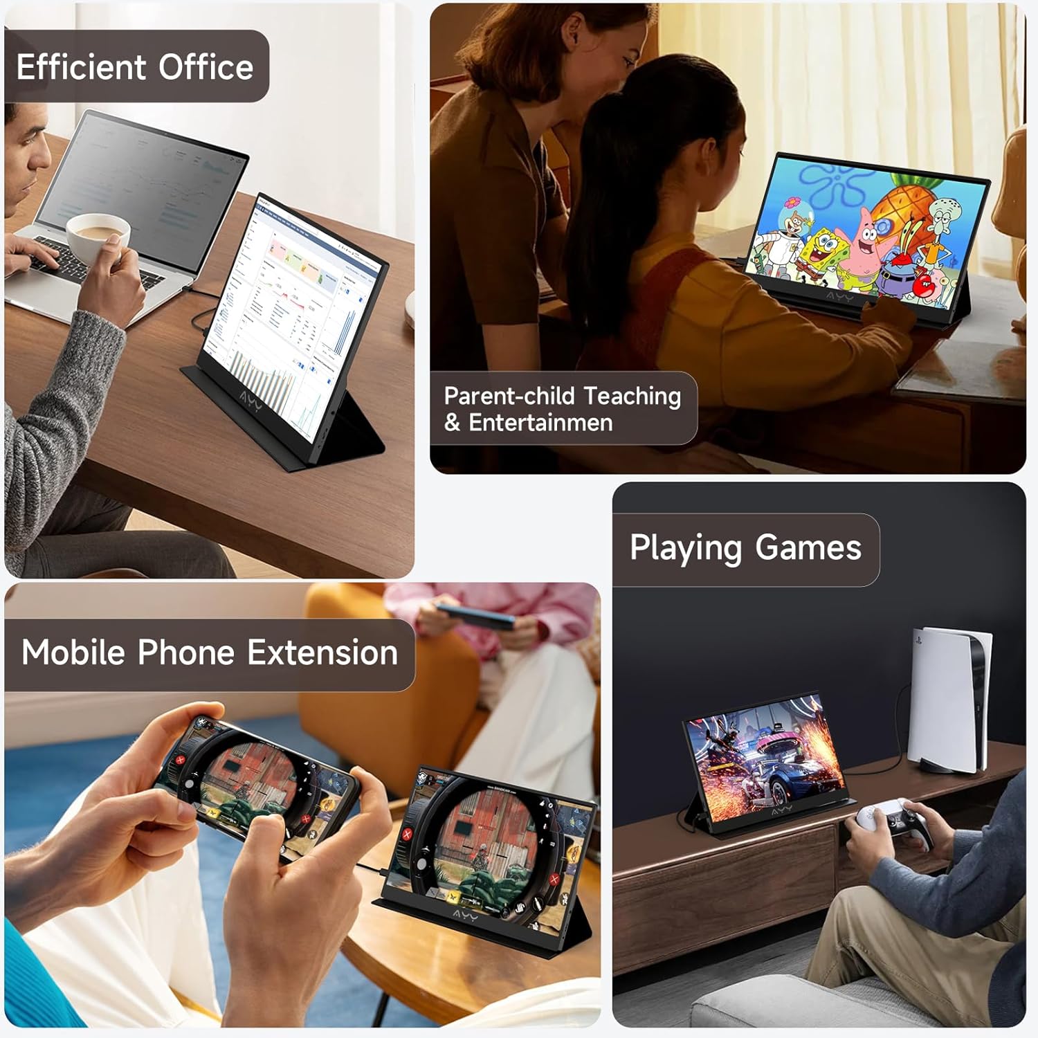 Detalle 2 de QAF 15.6-Inch Portable Monitor: FHD IPS, USB-C Plug-and-Play Second Screen