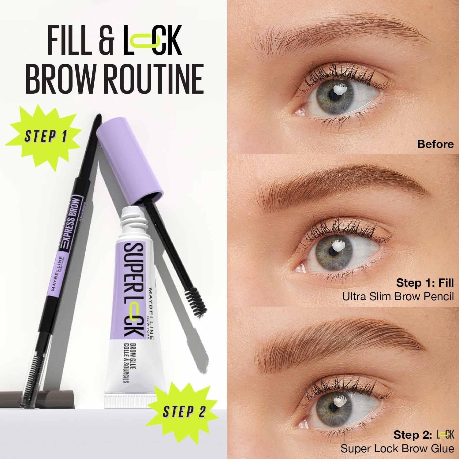 Thumbnail 6 de Maybelline New York Super Lock Brow Glue – gel à sourcils marron profond, tenue forte sans peler ni coller (brosse intégrée), 8 g