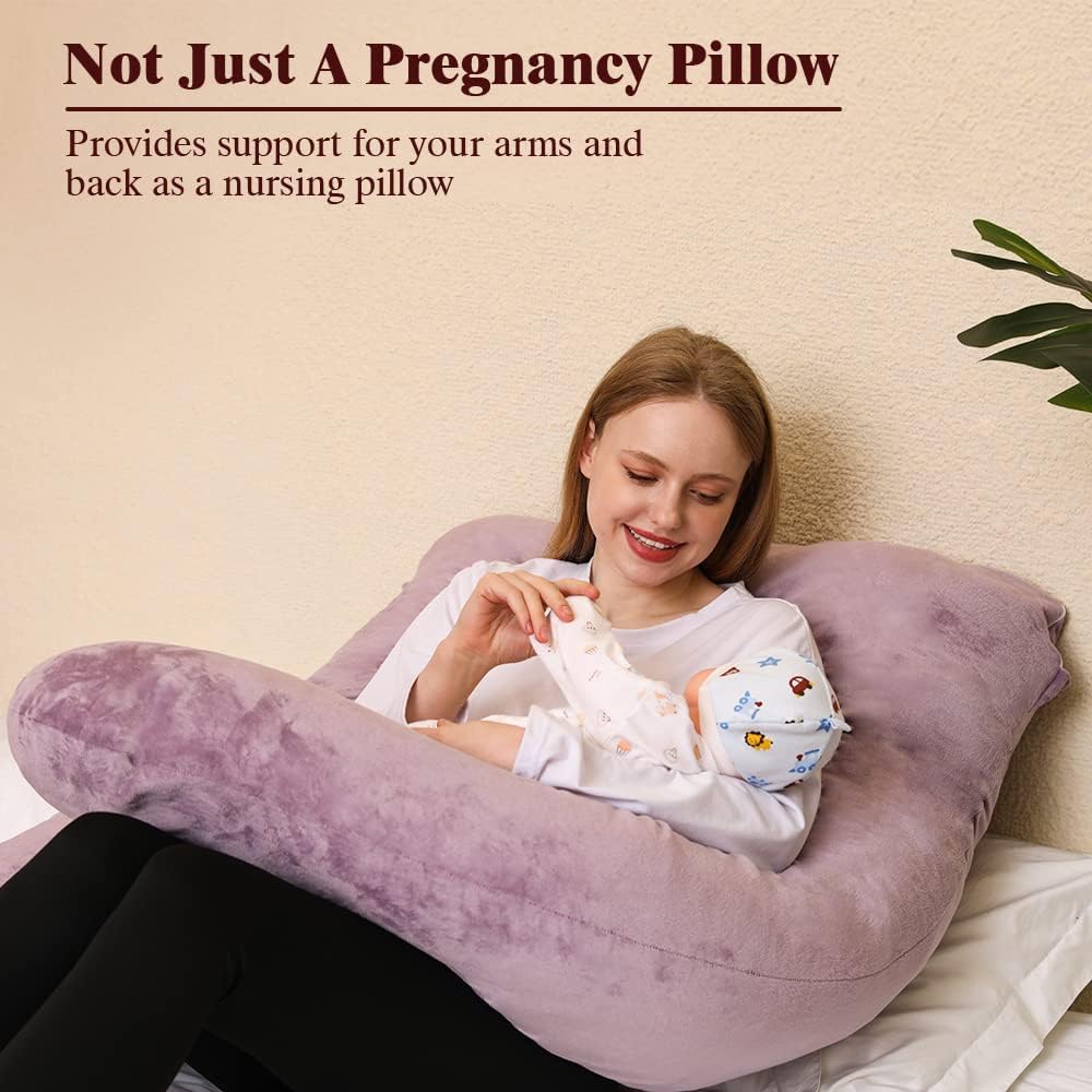 Thumbnail 4 de Chilling Home Coussin de grossesse et d’allaitement en forme de U en velours amovible, Violet