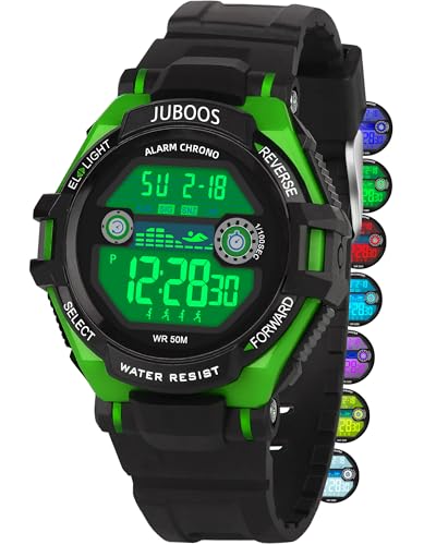 Detalle de Juboos Kinder Digitaluhren – bunte LED-Armbanduhr für Jungen und Mädchen, 5–16 Jahre