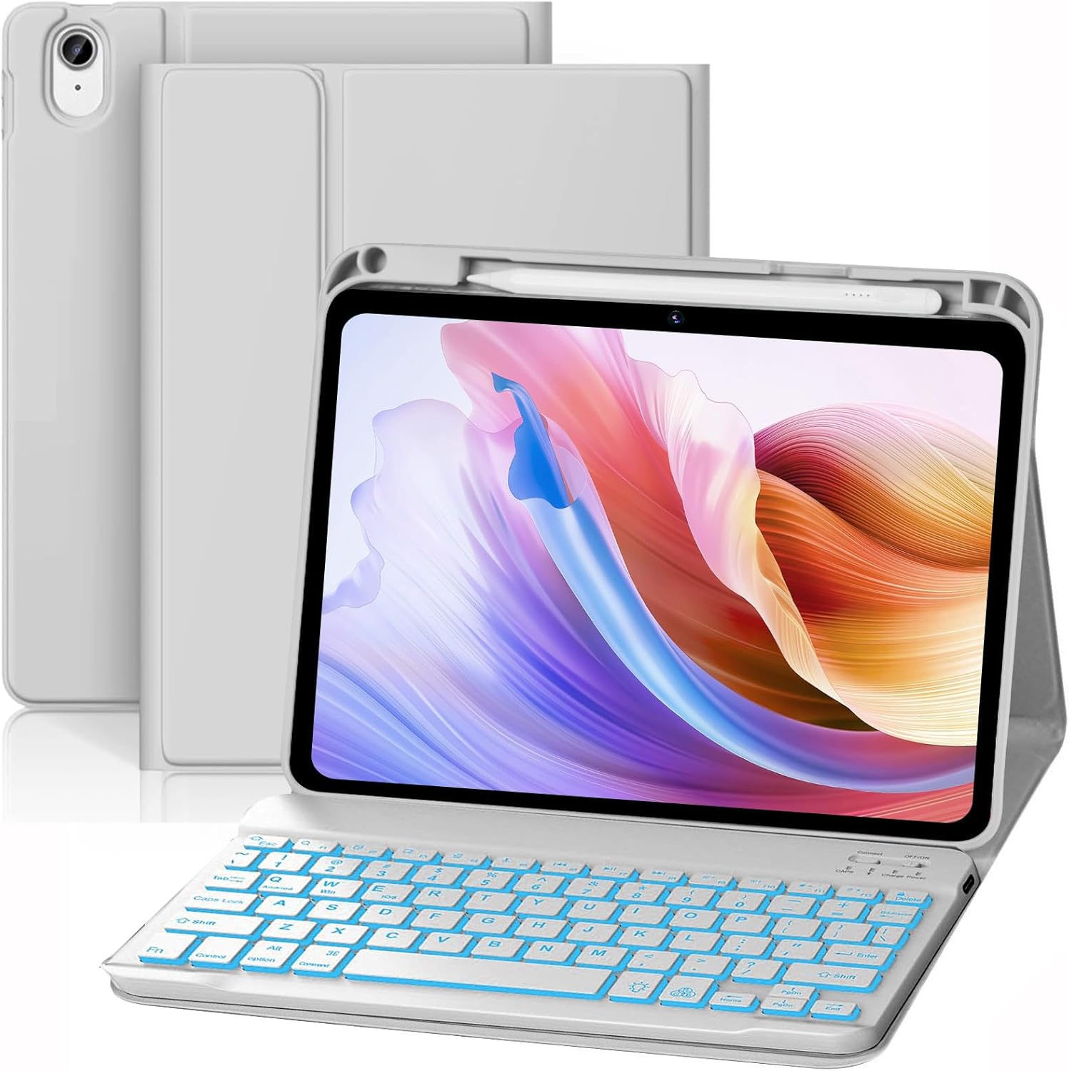 Thumbnail 6 de WALWALO Hülle Tastatur für iPad 10./11. Generation (A16) mit QWERTZ, beleuchtet, magnetisch abnehmbar – rosa