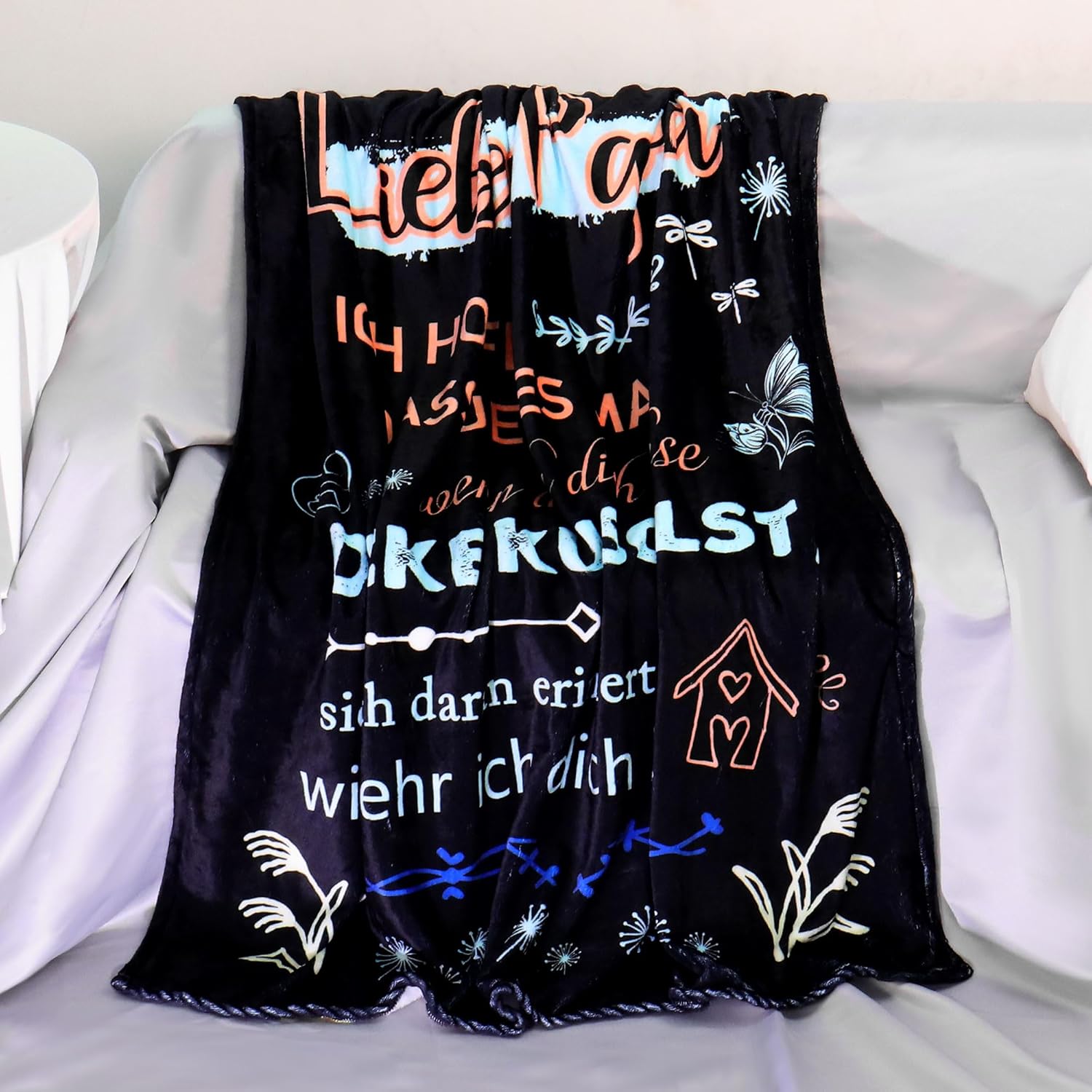 Thumbnail 3 de Original Geschenk Liebe Patin Kuscheldecke 150 x 130 cm – ideale Herzensbotschaft