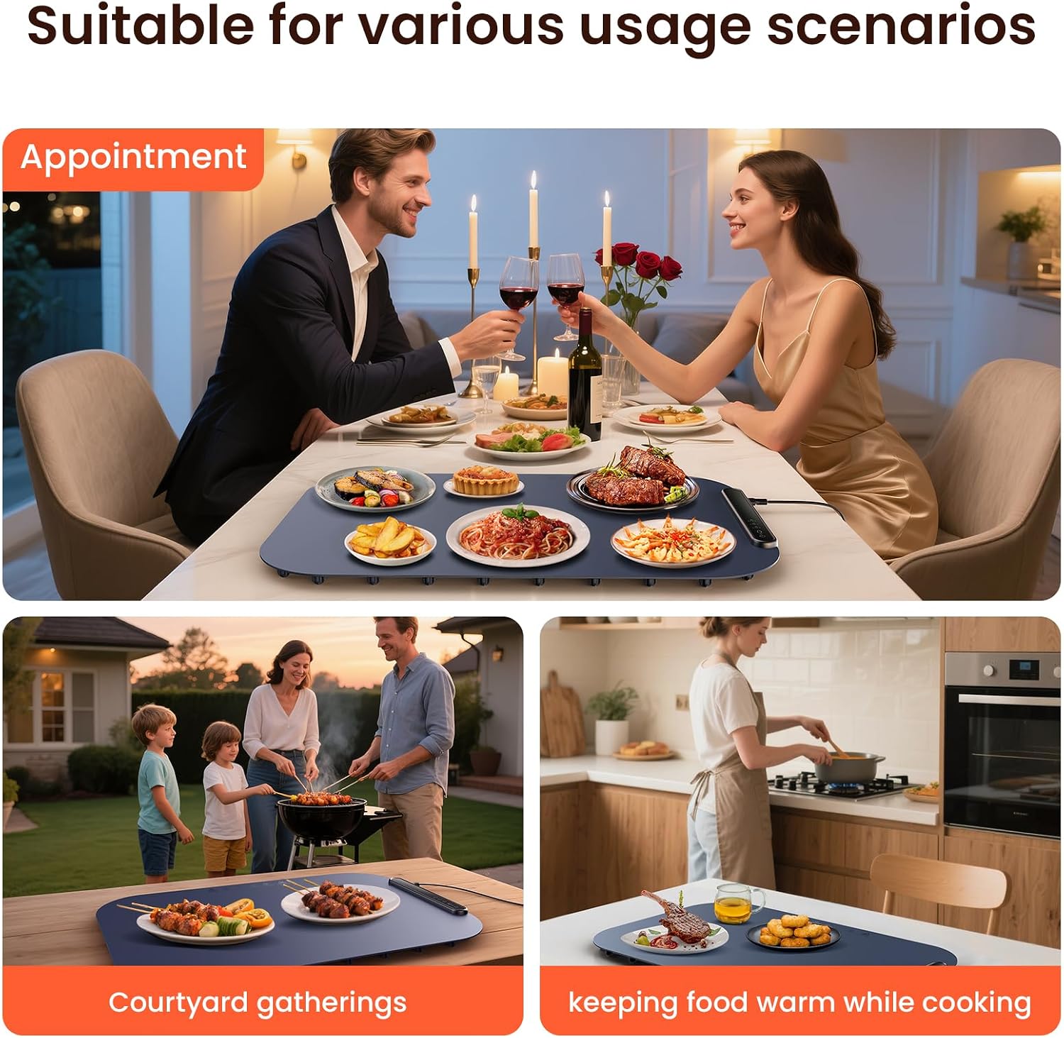 Detalle 2 de Food Warmer Mat 61x40 cm 3 heat levels
