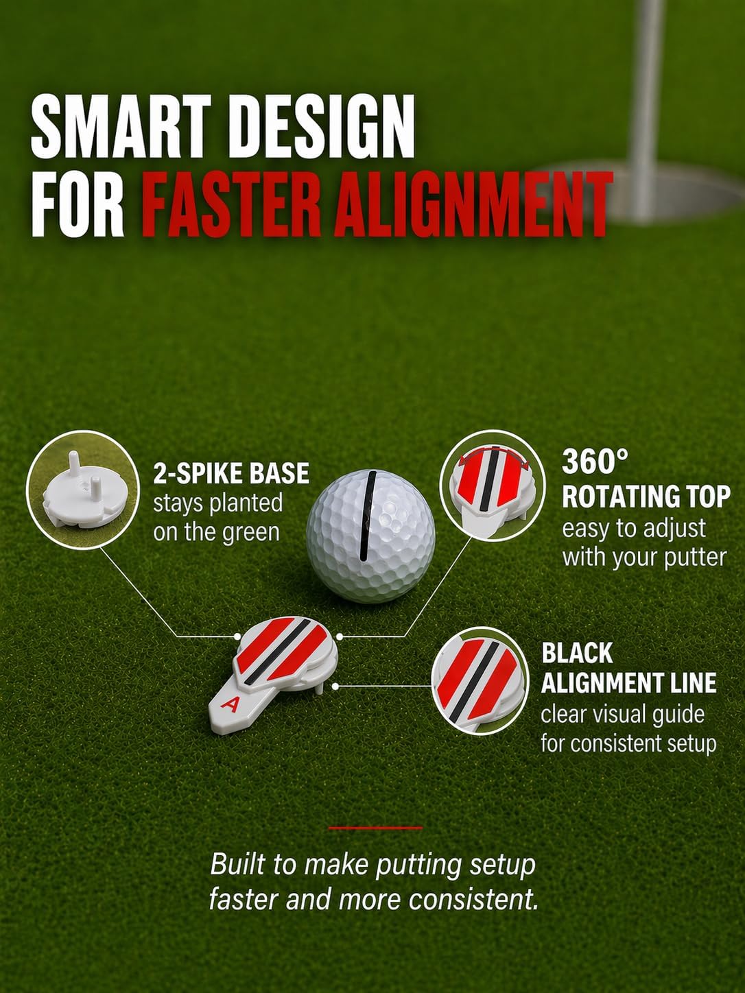 Thumbnail 3 de Fraser Fitness Alignment Ball Mark Golf Marker (360° rotation) for Putting Aid