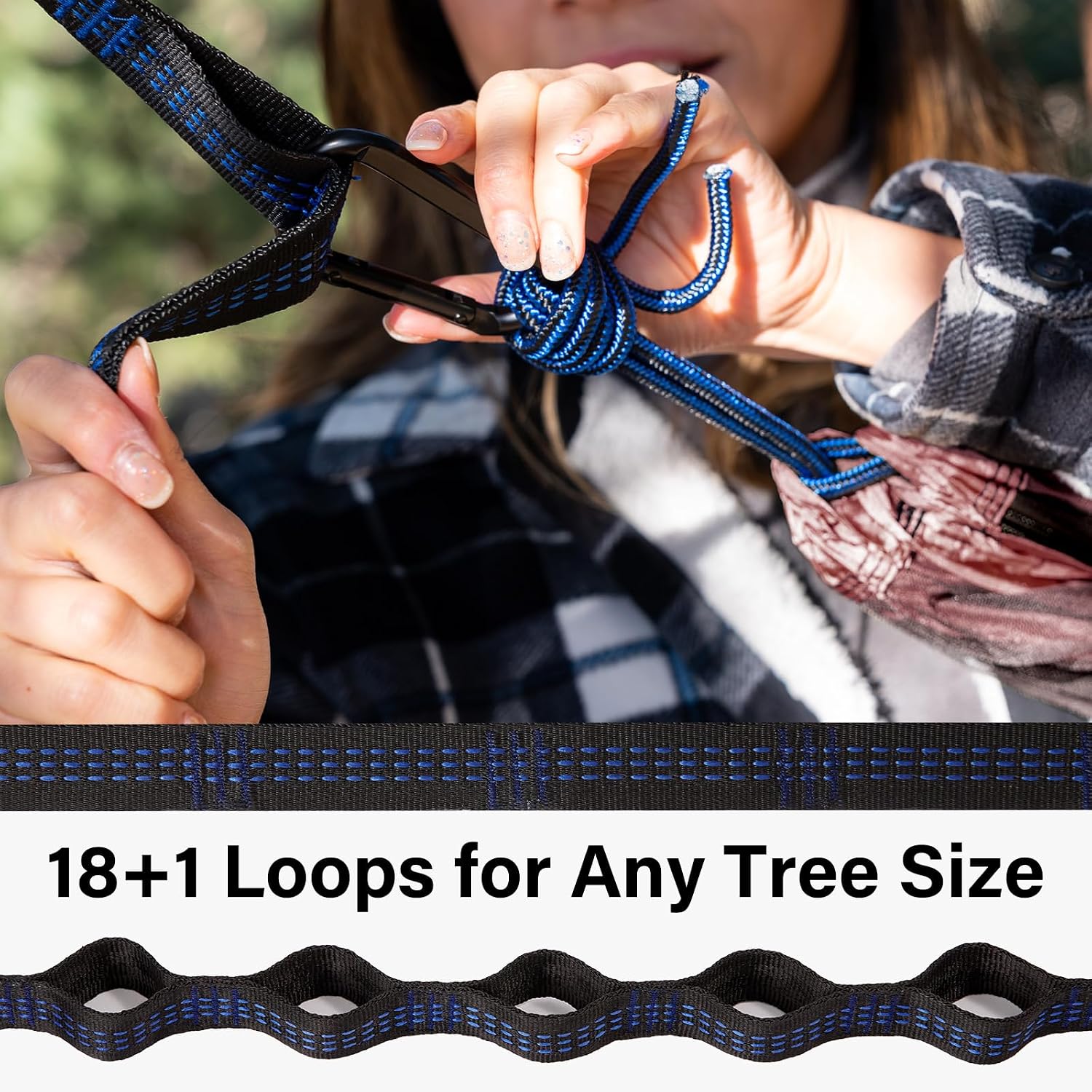 Detalle de Kootek Camping Hammock (Portable Hammocks with Tree Straps & Attached Carry Bag) — lightweight camping hammock for travel, hiking, beach