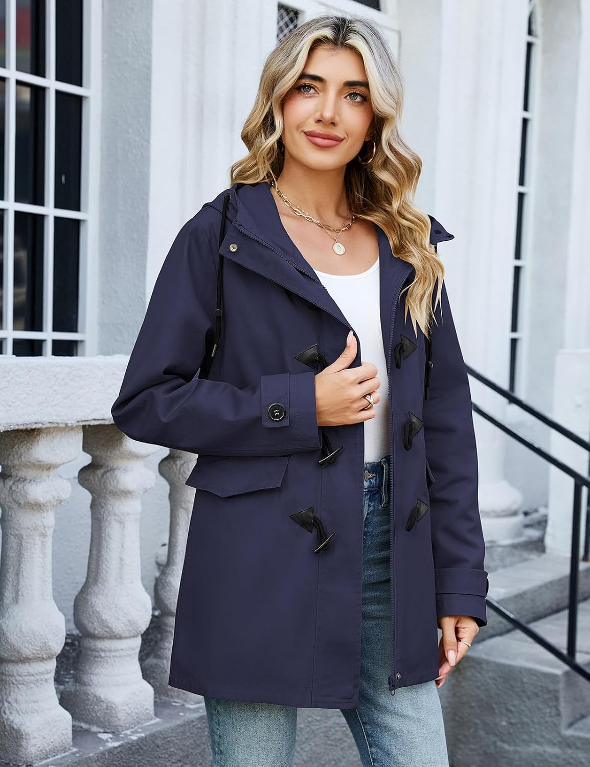 Thumbnail 2 de Yuson Women’s Lightweight Transition Jacket UK – Cotton Spring Coat with Hood and Drawstring