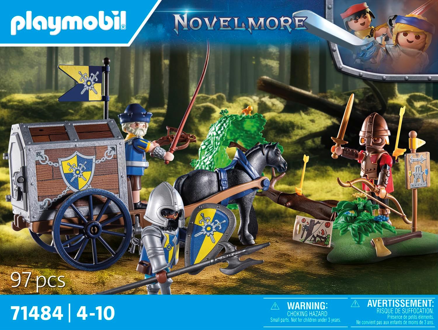 Detalle de PLAYMOBIL Novelmore 71484 transportwagen met goud en kantelbare boom