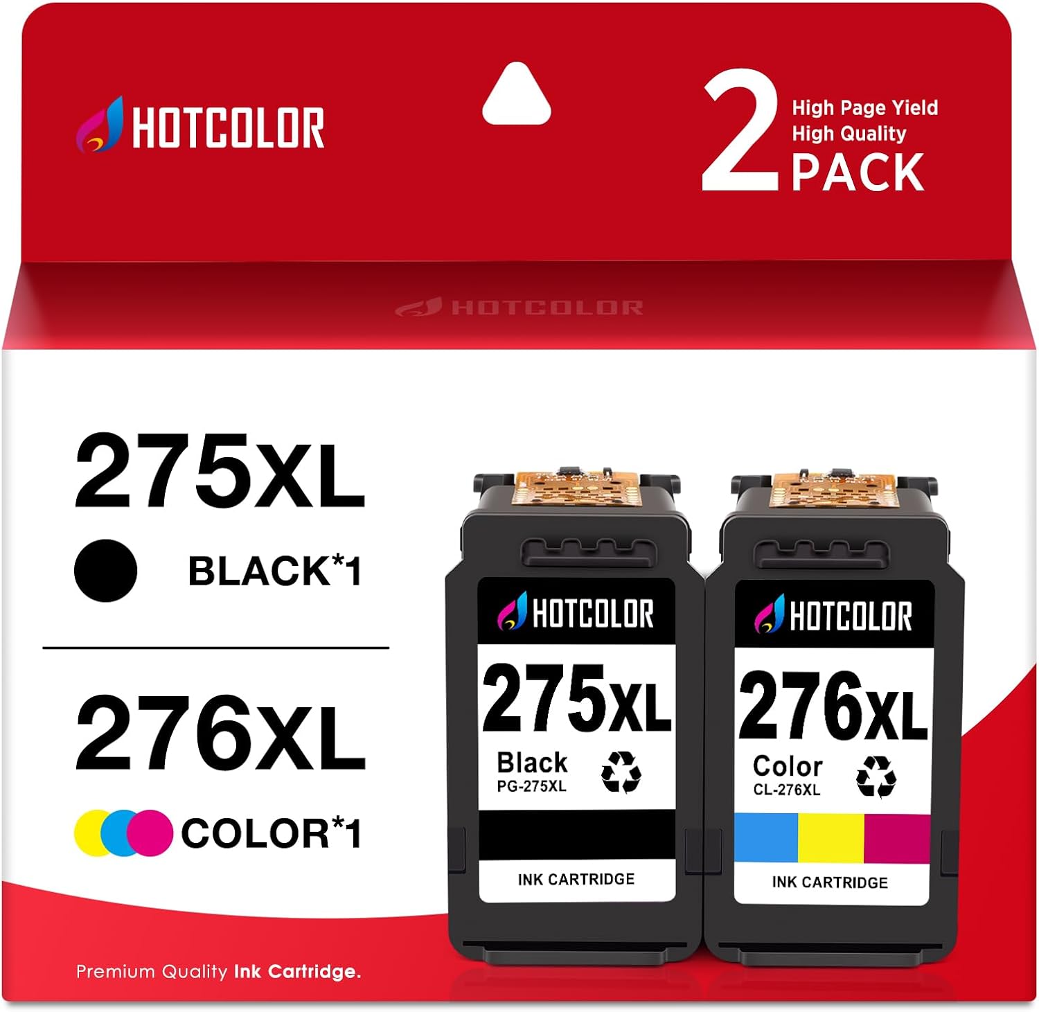 Detalle de HOTCOLOR PG275 CL276XL XL Ink Cartridges, 2-Pack for Canon PIXMA