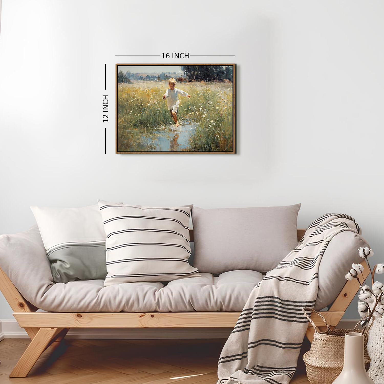 Thumbnail 6 de Vintage Framed Wall Art: Running Boy in a Meadow (12x16)