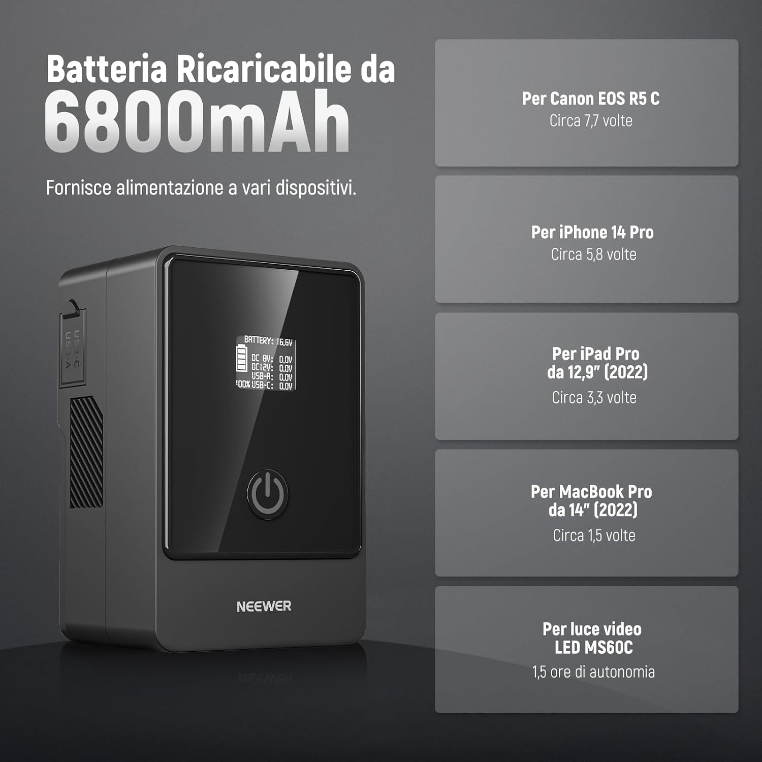 Thumbnail 4 de NEEWER PS099E 99 Wh V Mount batteria