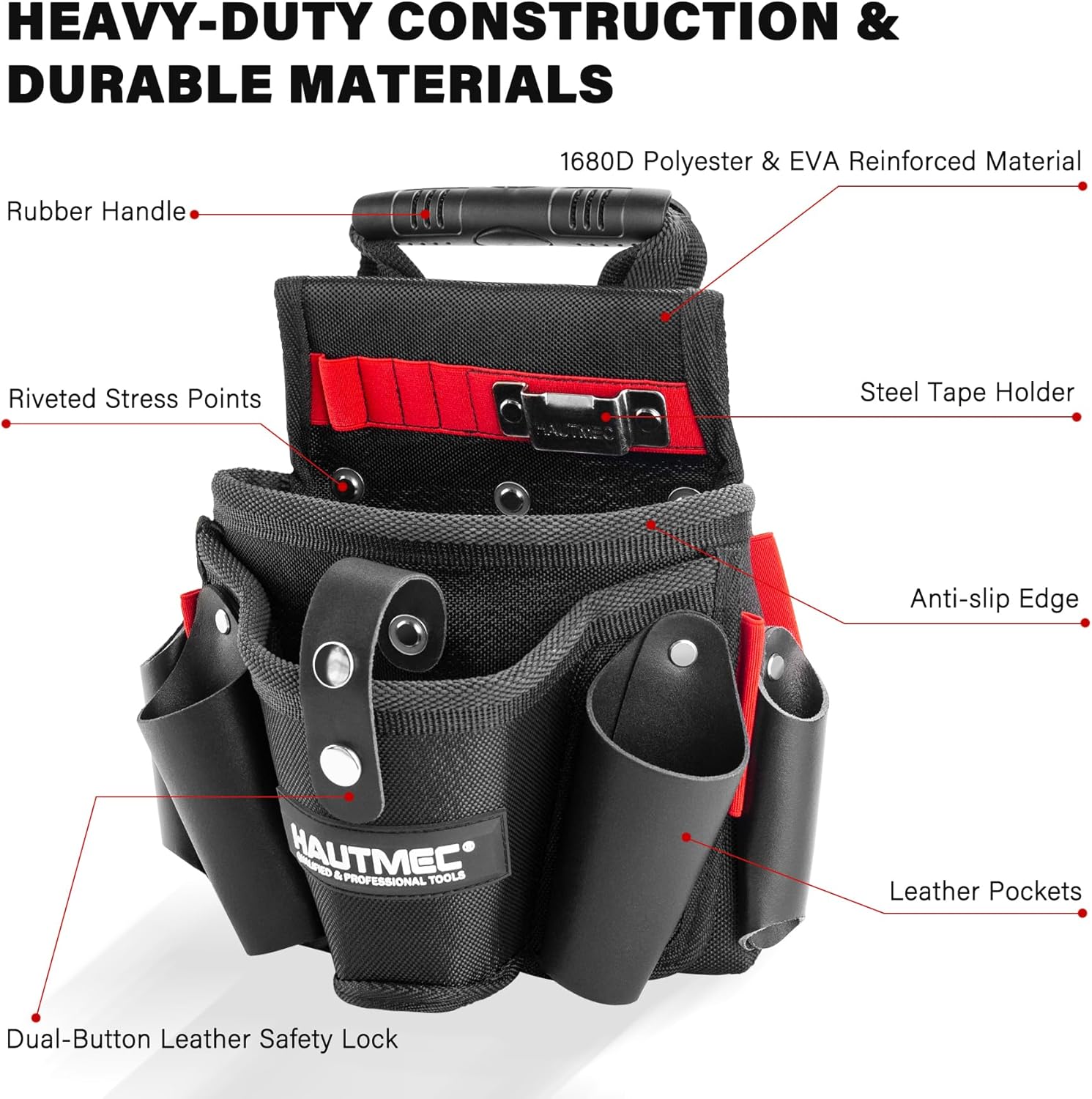Detalle de HAUTMEC Heavy-Duty Tool Belt Pouch HT0410