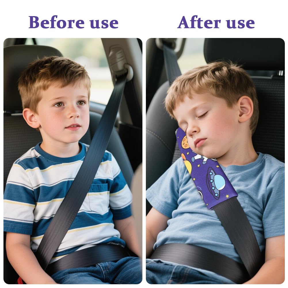 Thumbnail 4 de URAQT 2er Gurtpolster für Kinder mit Astronaut-Motiv – Gurtschutzkissen mit Samtbeutel