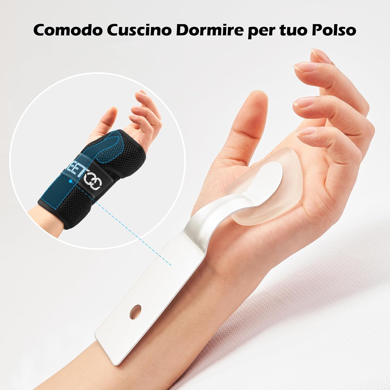 Detalle de FREETOO Stabile Tutore Polso Destro con 3 Stecche Metallo – Comfort e Supporto per Tunnel Carpale, Tendinite e Distorsioni