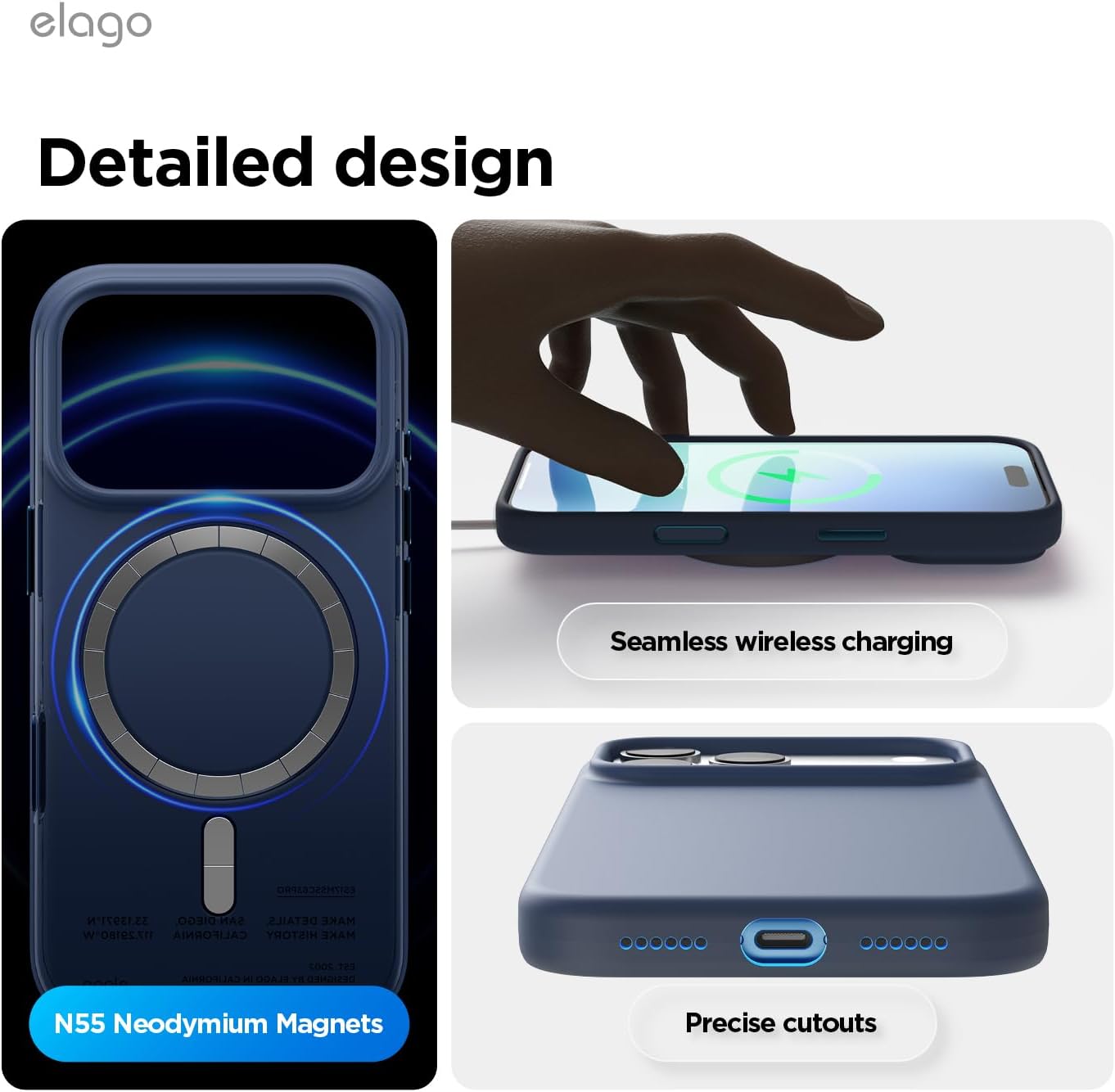Thumbnail 6 de elago Cover Magnetica in Silicone Liquido per iPhone 17 Pro Max (6,9") – Compatibile MagSafe e Antiurto, Indaco Jeans