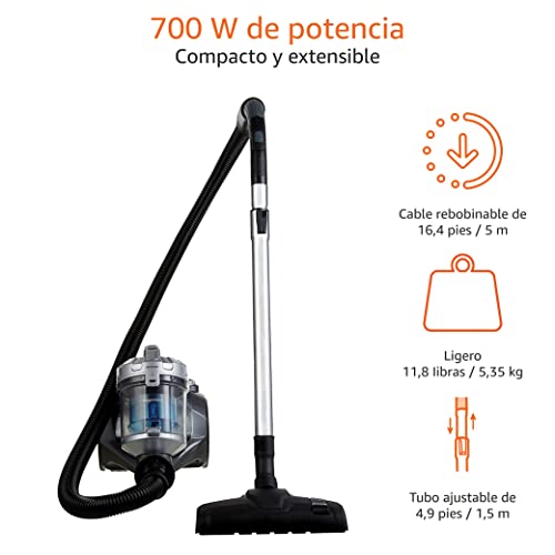 Detalle 2 de Amazon Basics Aspirador de Cilindro, 700W, HEPA, Ligero y Compacto🧹