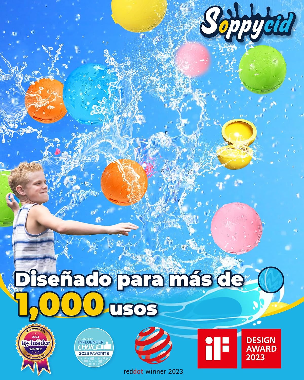 Detalle 2 de Globos de Agua Reutilizables Smasiagon – Pack de 8 bolas magnéticas auto-sellantes