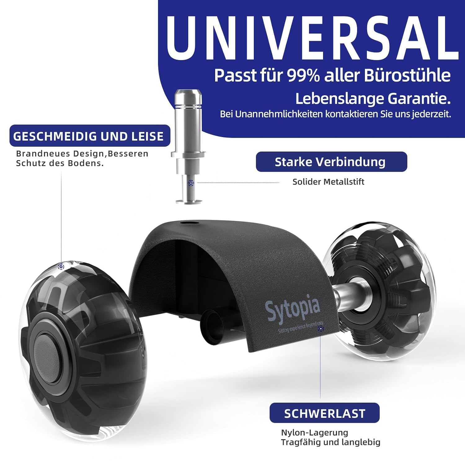 Detalle de Sytopia Bürostuhl Rollen 11 x 22 mm 5er Set
