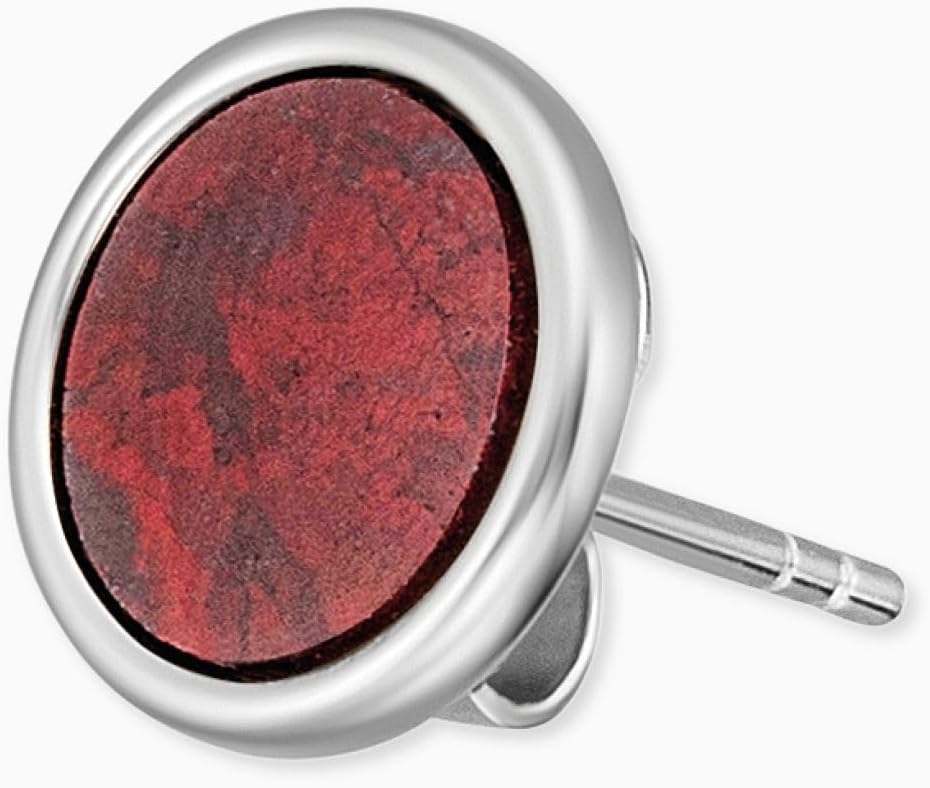 Detalle de Engelsrufer Damen Ohrstecker Creole aus Sterling Silber mit Rotem Jaspis – Kraftstein, nickel- & allergikergeeignet