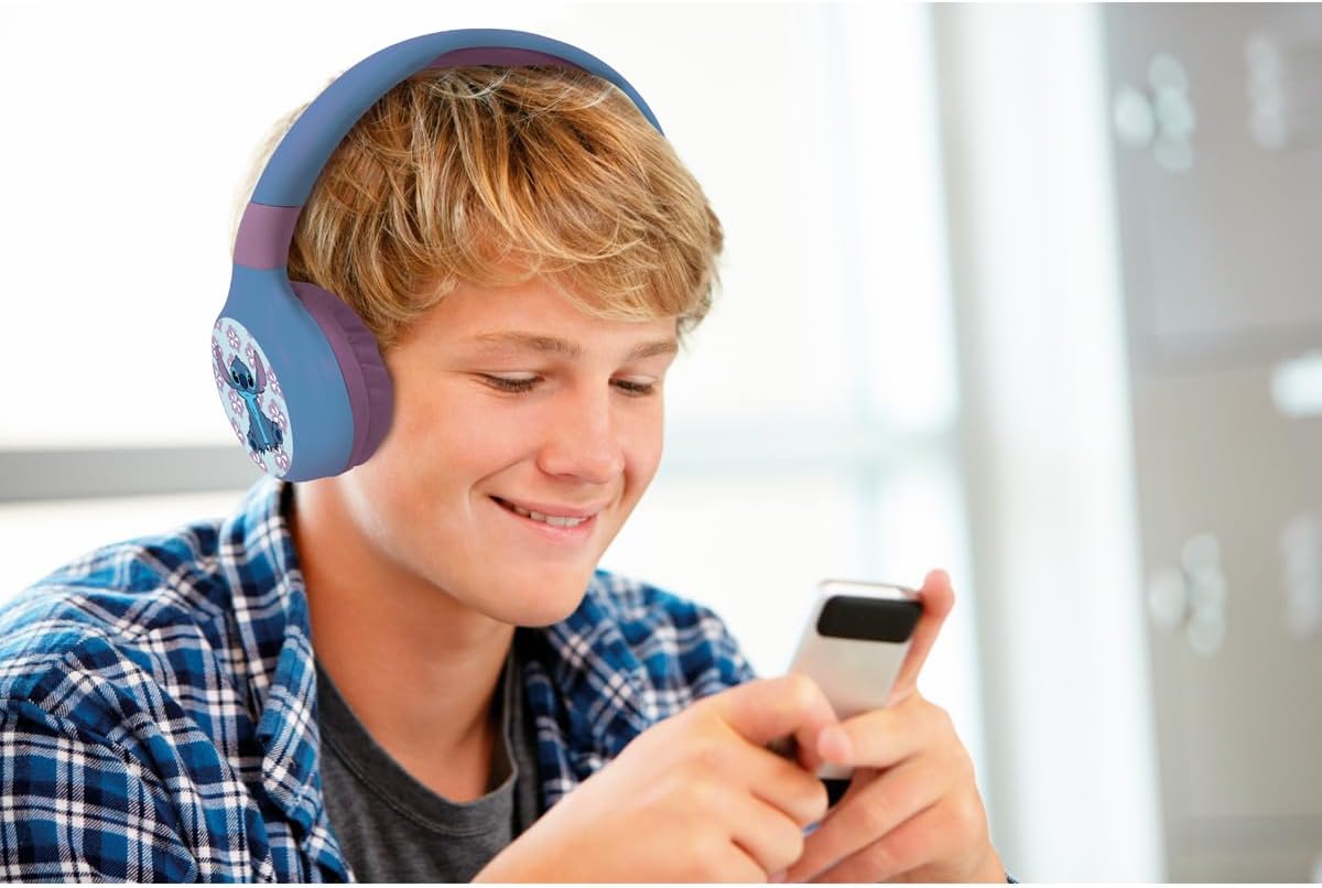 Detalle de Lexibook Disney Stitch Casque Bluetooth HPBT010D – 2-en-1 sans fil ou filaire, micro amplification mastiqueur