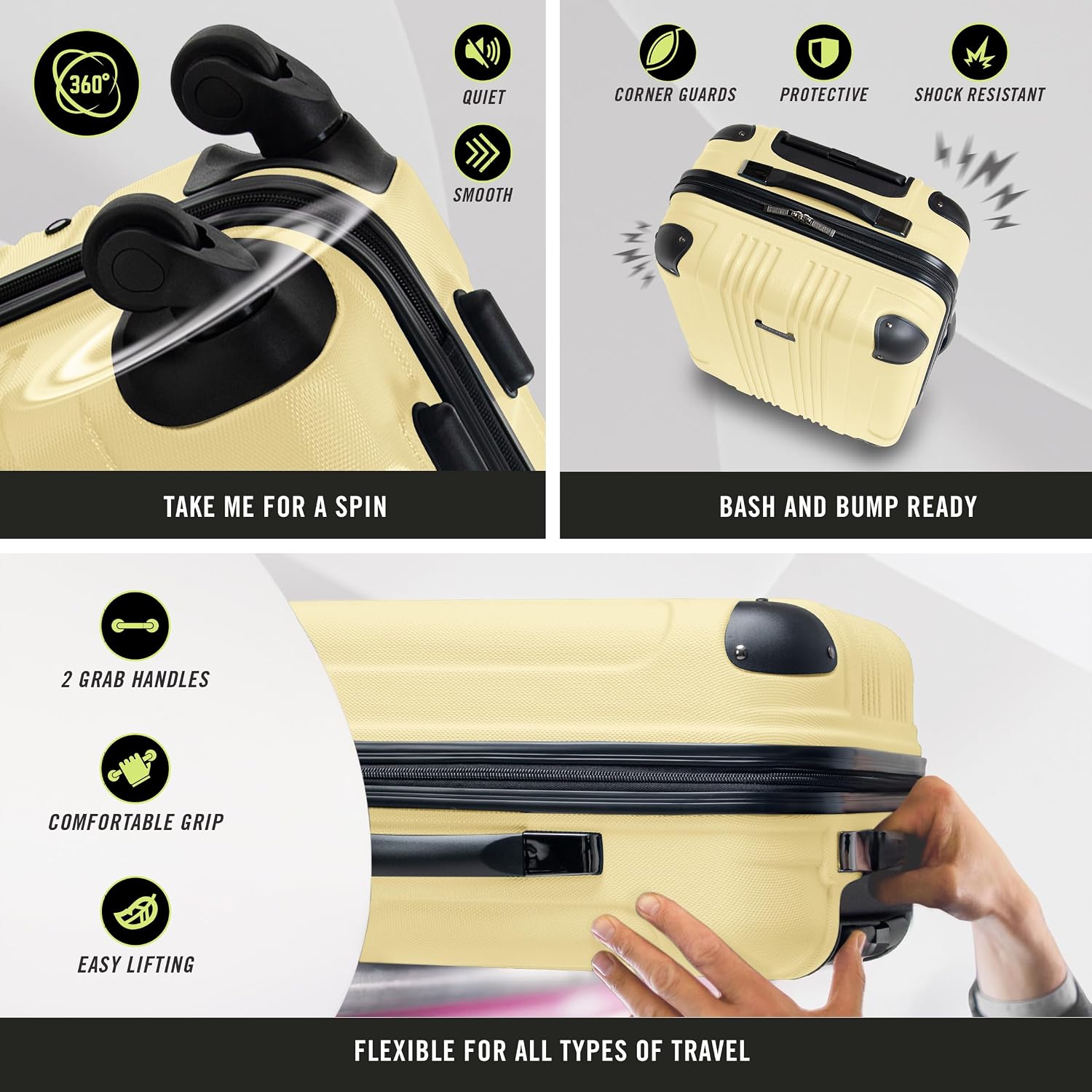 Thumbnail 1 de Kenneth Cole REACTION Out of Bounds Lightweight 4-Wheel Spinner Carry-On (20-Inch) in Pale Banana