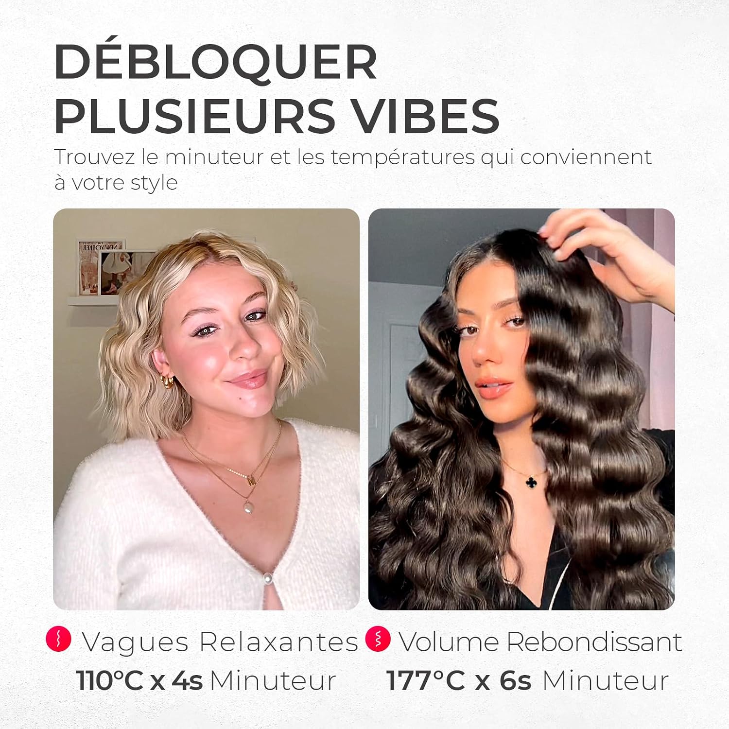 Detalle de TYMO ROVY Boucleur à Cheveux 32 mm – Ondulations Beach Waves faciles, pour tous types de cheveux