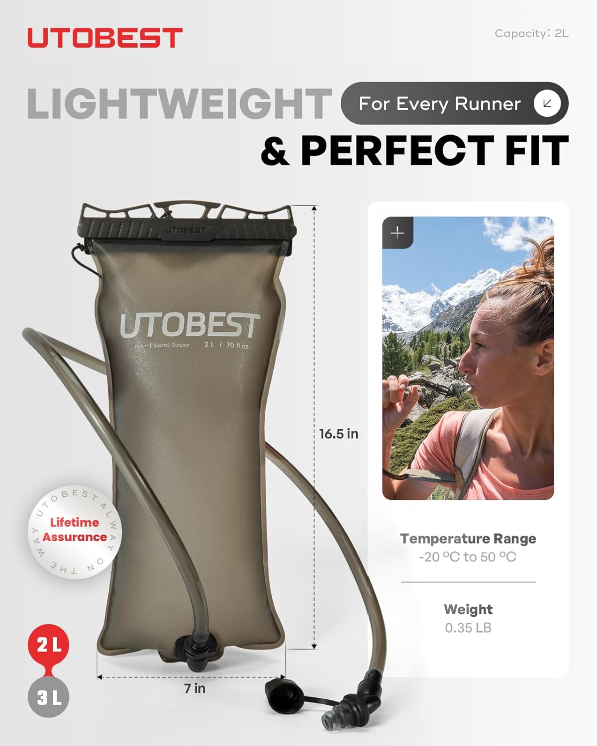 Thumbnail 2 de UTOBEST Water Bladder 2L/3L – Odorless PE+EVA Hydration Bladder, Leak-Proof 2 & 3 L Reservoir