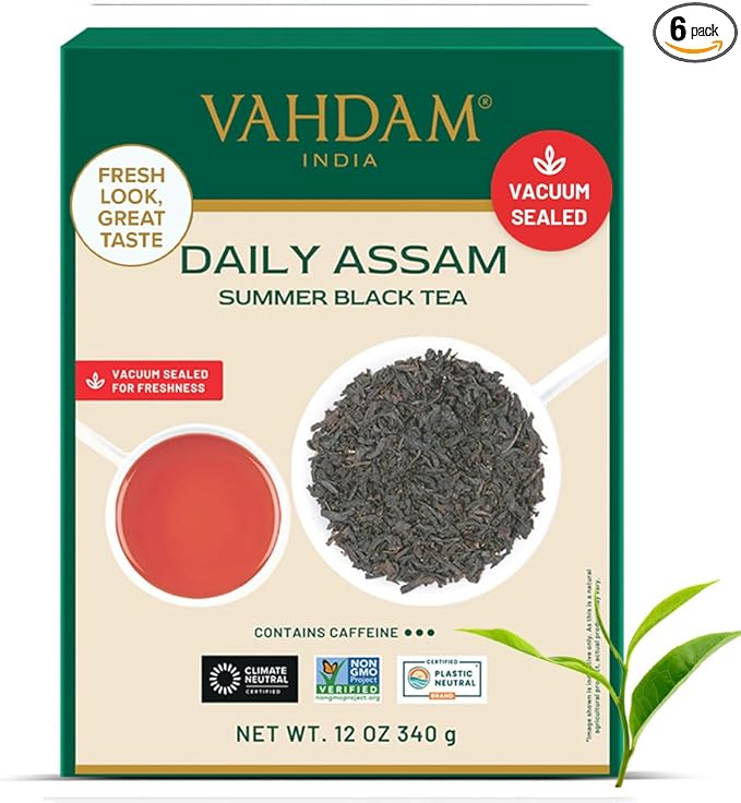 Imagen de Vahdam Assam Té Negro Hojas Sueltas ☕ 340g, Intenso y Fuerte en OfertitasTOP