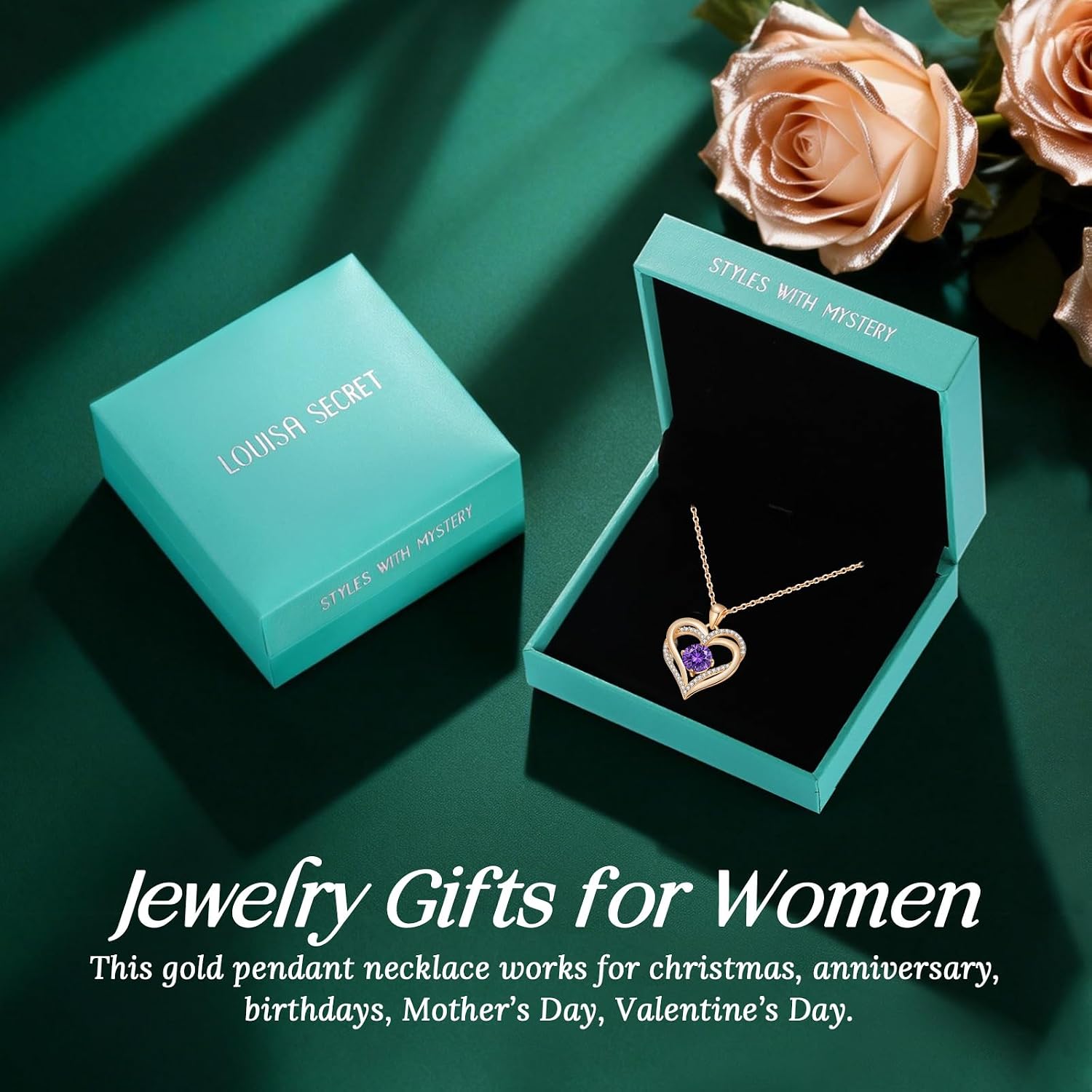Detalle 2 de LOUISA SECRET Love Heart Birthstone Necklace 17.7"