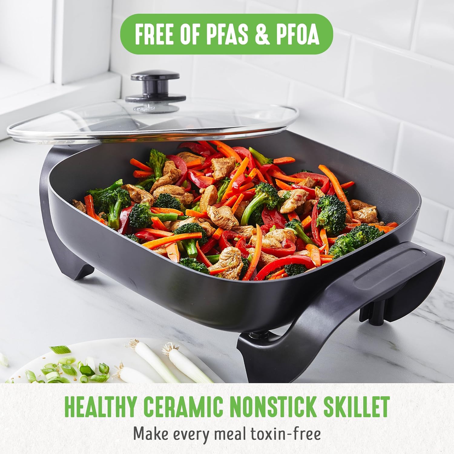 Detalle 2 de GreenLife 12" 5QT Electric Skillet — Nonstick Ceramic
