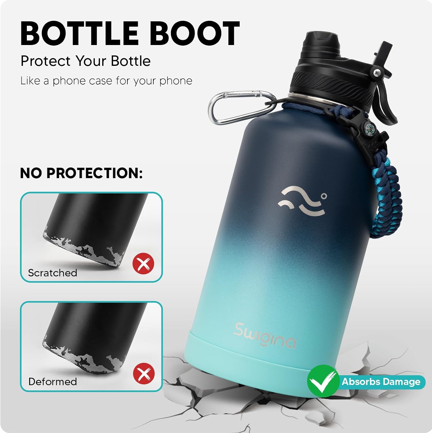 Thumbnail 3 de Swigina 64 oz Insulated Water Bottle 48hrs Cold