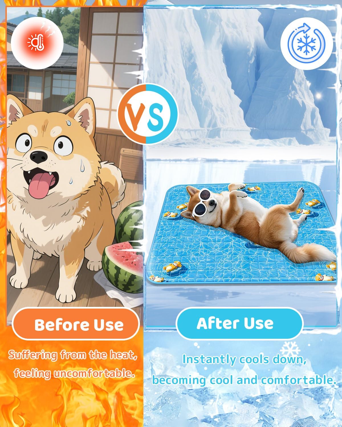 Detalle de RARIRO Dog Cooling Mat 90 x 60cm Large – Self-Cooling, Non-Toxic & Anti-Scratch