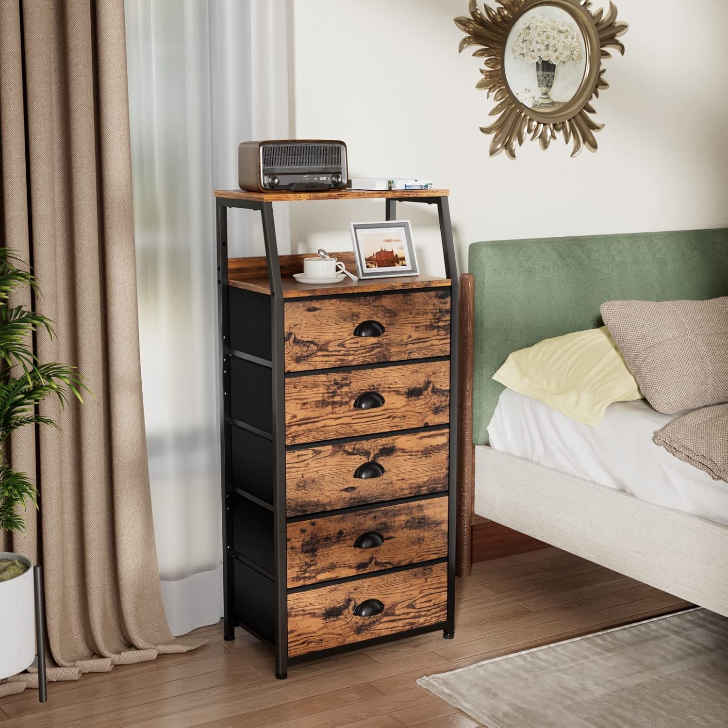 Thumbnail 5 de Furnulem Tall 5-Drawer Fabric Dresser for Bedroom