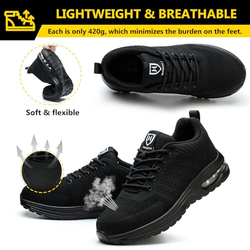 Detalle de Baofular Safety Trainers – Steel Toe, Lightweight & Breathable Work Trainers (Men/Women, UK 7)