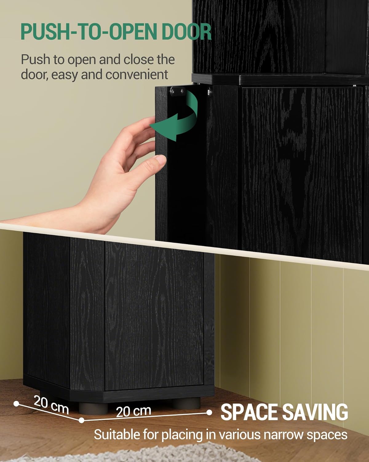 Thumbnail 5 de Hzuaneri Armoire de Salle de Bain d'angle 20 x 20 x 79 cm – Noir (BC20004X)