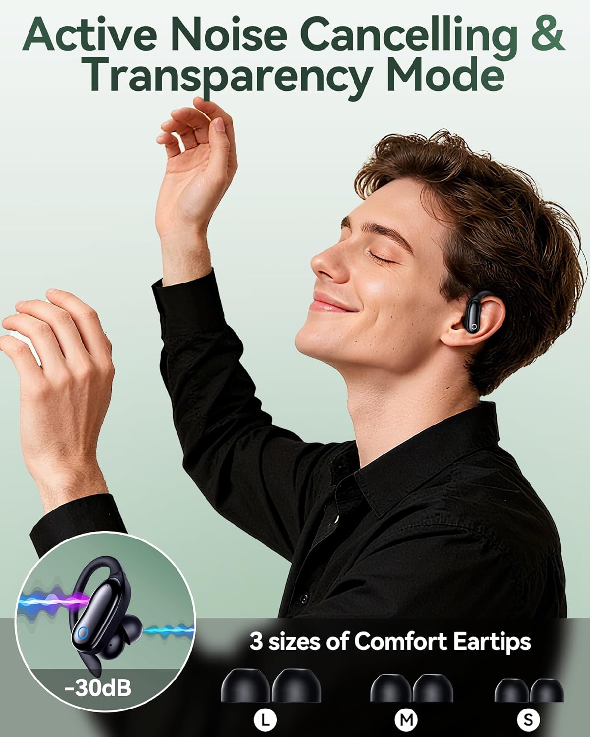 Thumbnail 1 de GNMN V7: True Wireless ANC Ear Buds with Dual Battery Display and IPX7 Sport-Rated Design