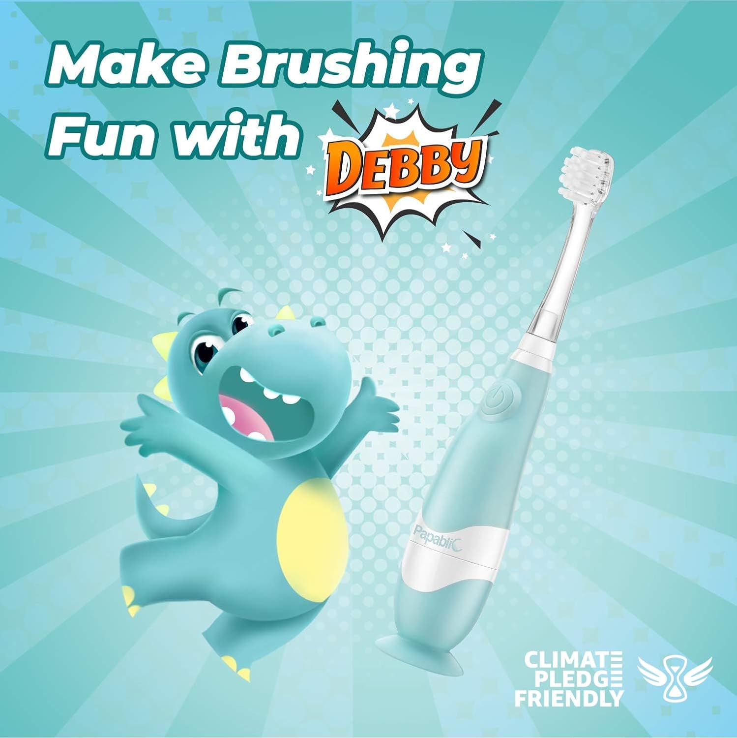 Thumbnail 1 de Papablic Papablic49A Toddler Sonic Toothbrush with Dino Cover and LED Timer