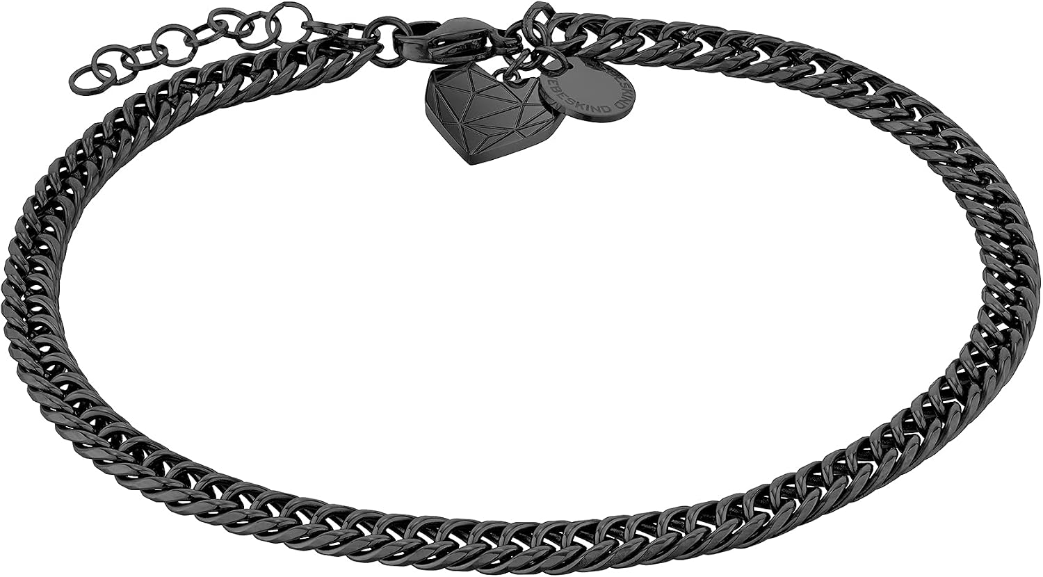 Detalle de LIEBESKIND BERLIN Damen Fußkette Edelstahl – Herzanhänger und Panzerkette, 25 cm, IP Roségold