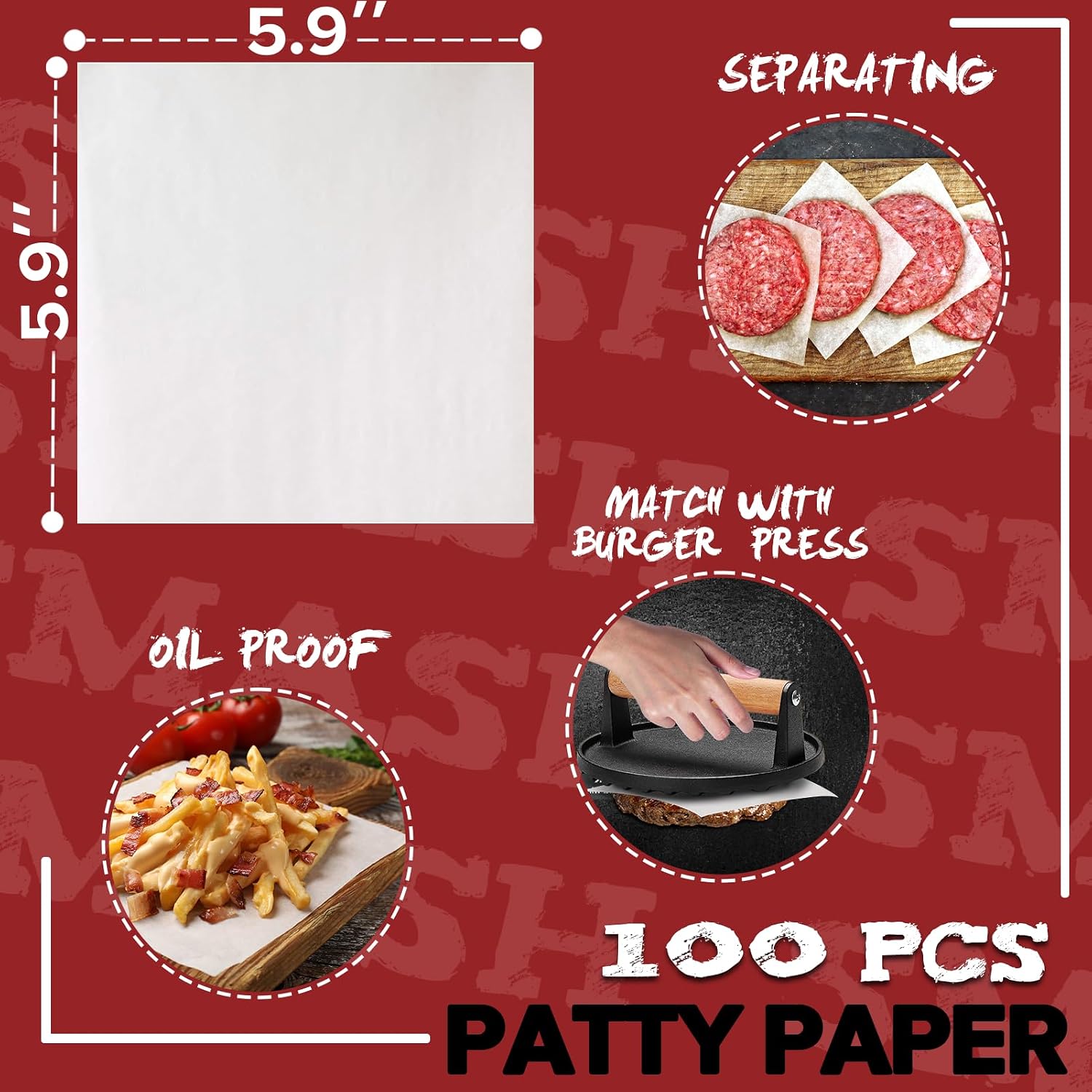 Thumbnail 5 de Grilliance G2005-1 Smash Burger Press Kit, Cast-Iron Round and Rectangle Presses