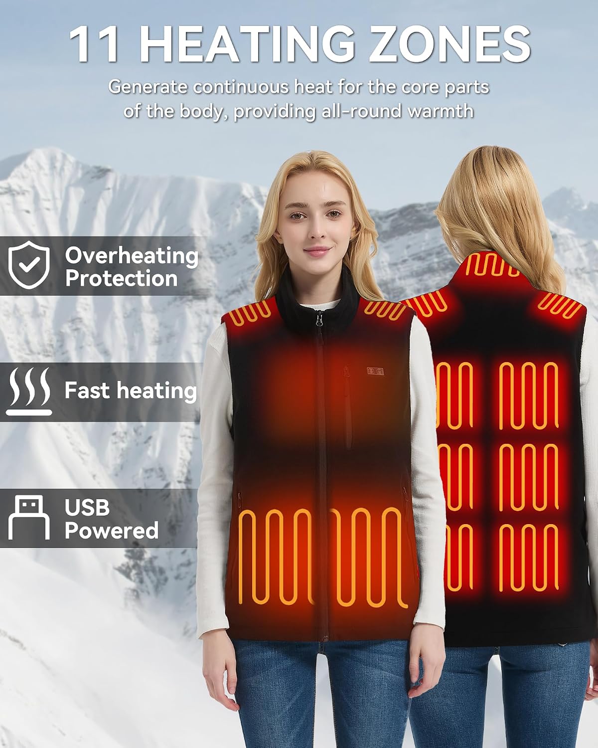 Detalle 2 de Heated Fleece Vest with 11 Heating Zones