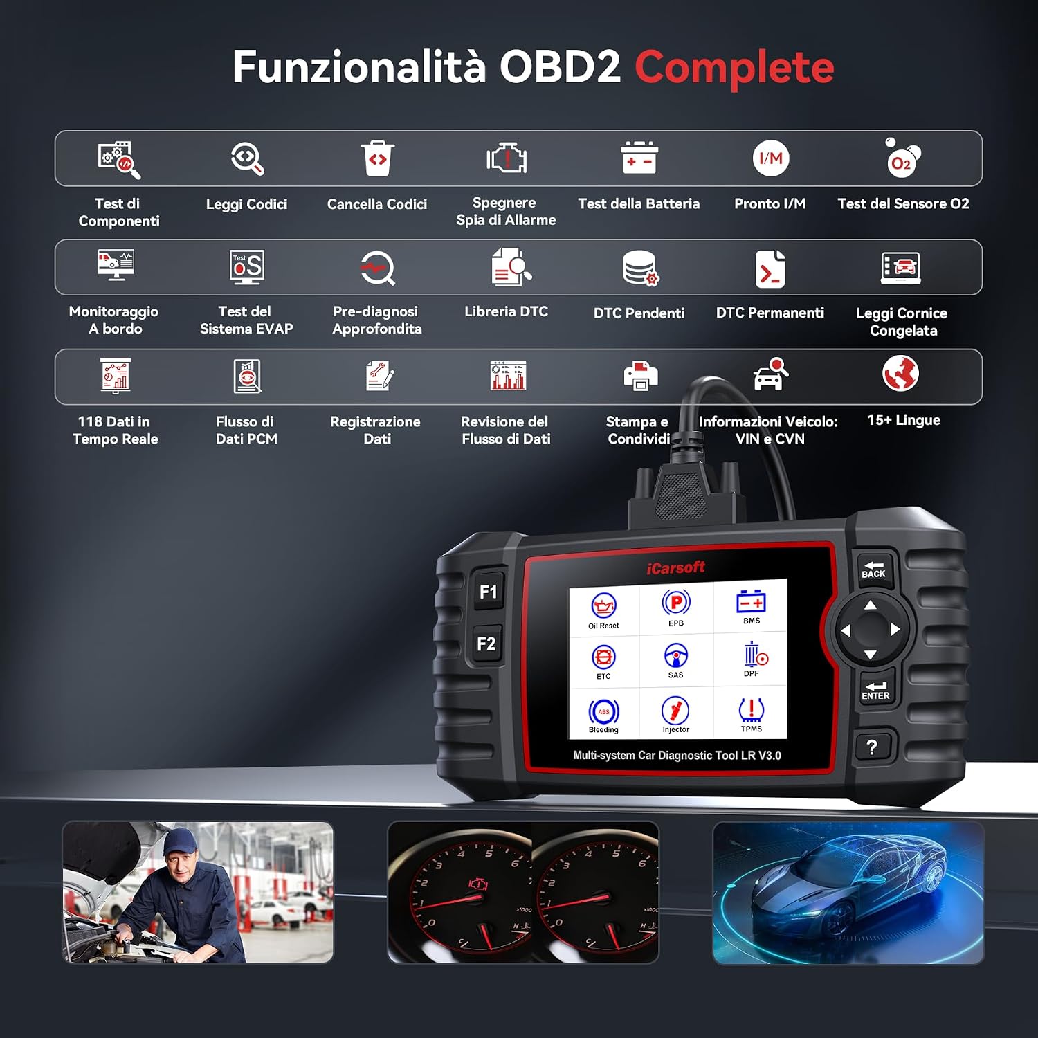 Thumbnail 4 de iCarsoft LR V3.0 Diagnosi OBD2 37 funzioni