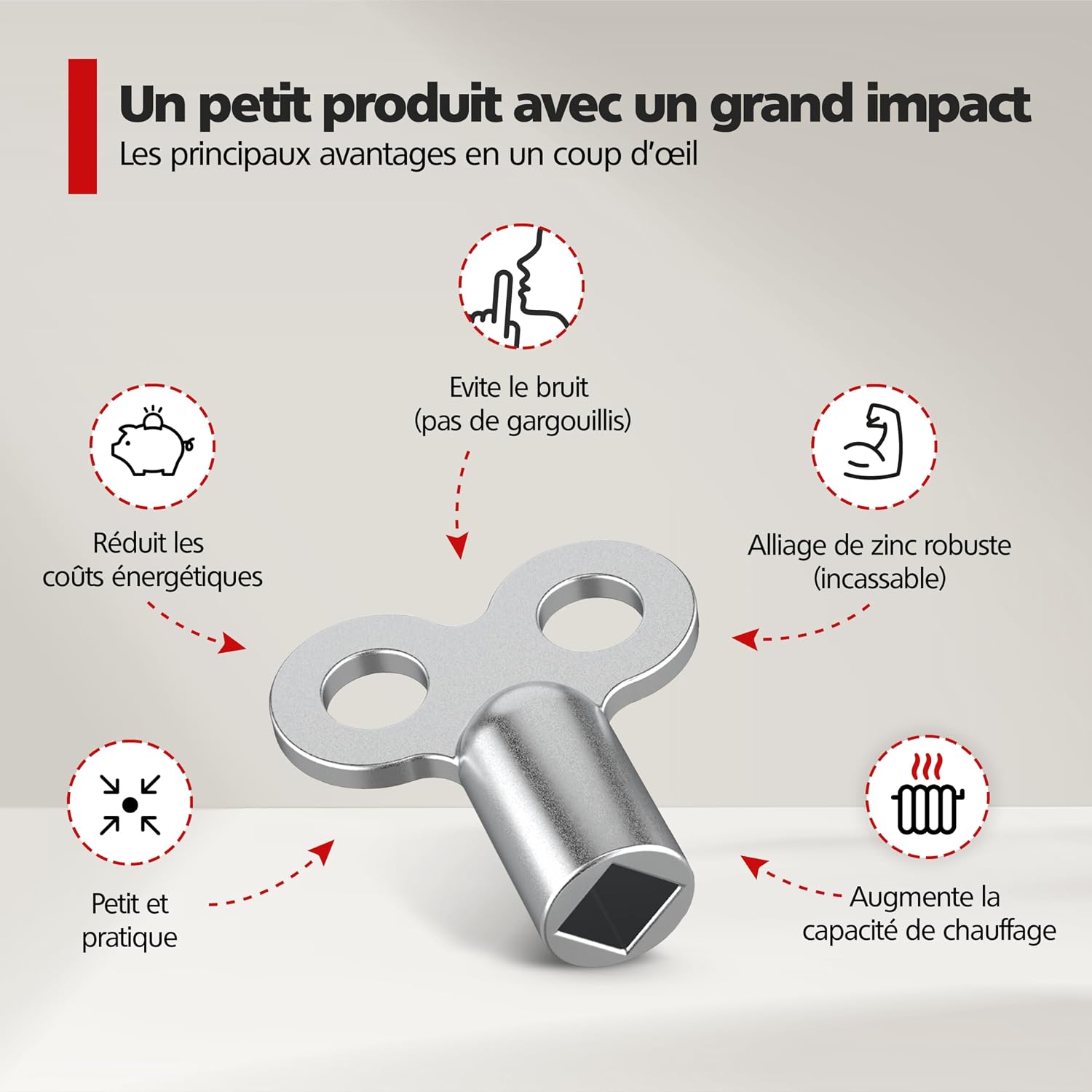 Detalle de RAVN HAMAN 3 clés de purge en acier pour radiateurs en aluminium
