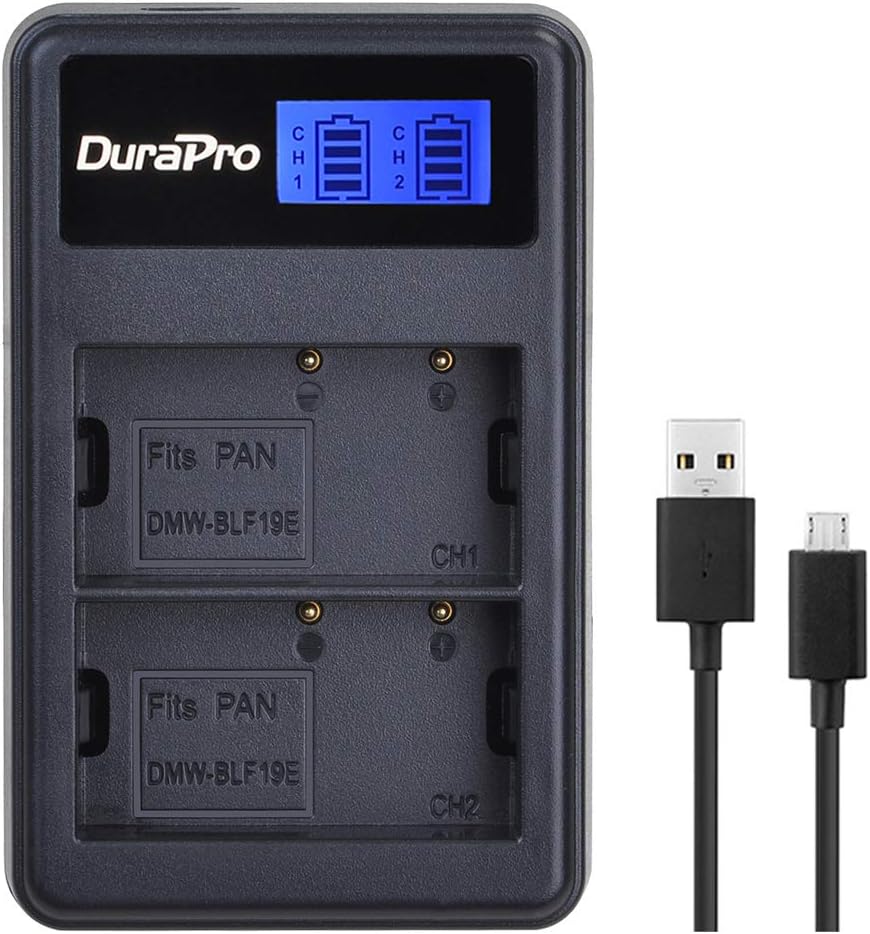 Thumbnail 6 de DuraPro 2Packs 1860mAh DMW-BLF19 Battery + LCD Dual USB Charger for Panasonic Lumix DMC-GH/G9 Series