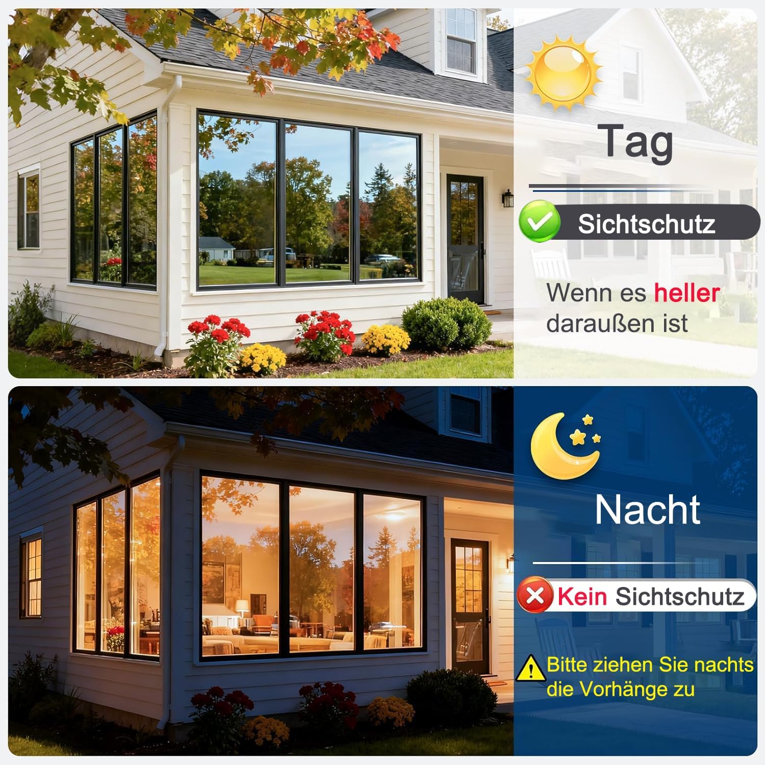 Detalle 2 de Gutsurge Spiegelfolie Fenster Sichtschutz 90x400 cm – Sonnenschutz & UV-Schutz, einseitig reflektierend