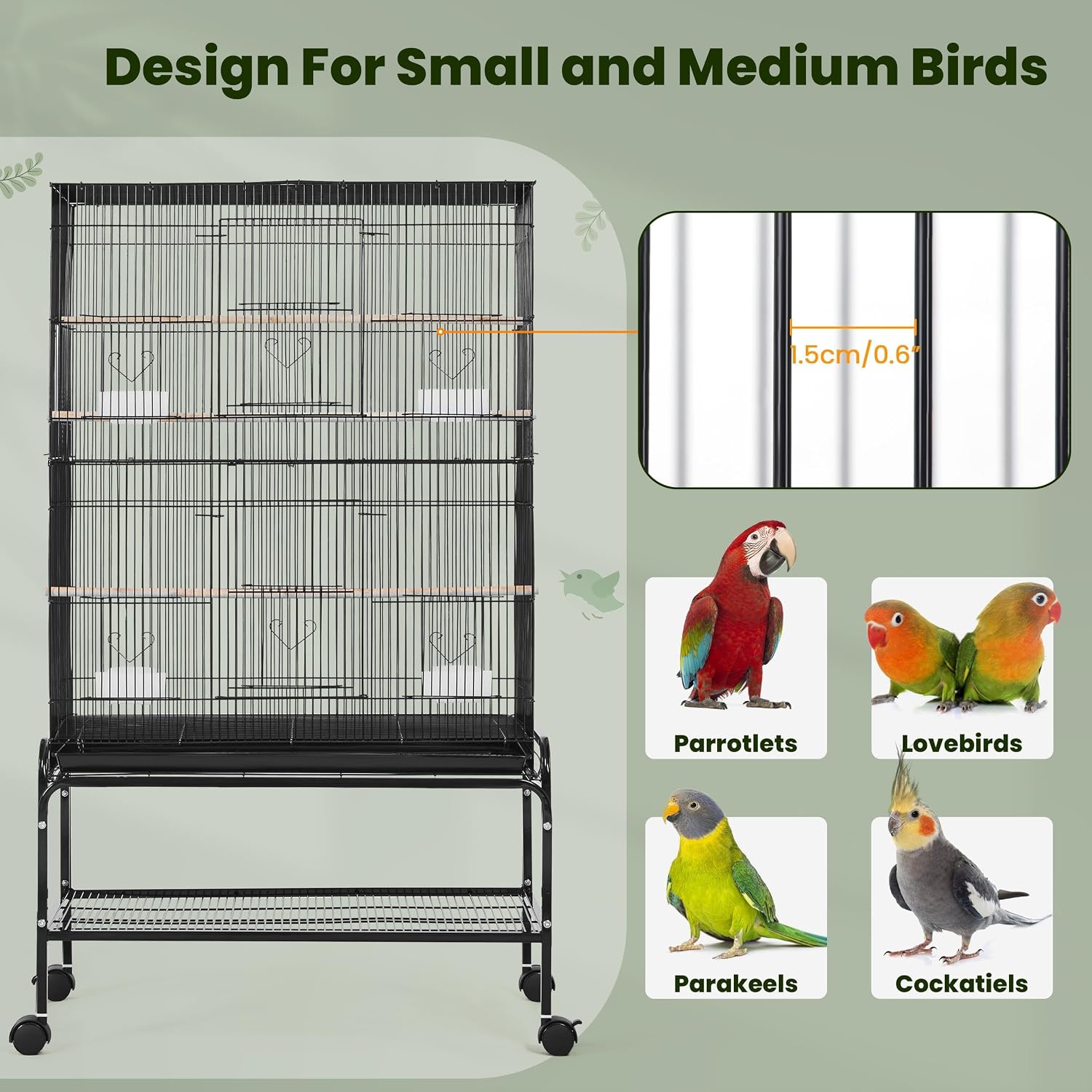 Thumbnail 5 de Yaheetech Large Bird Cage 79cm x 134.5cm