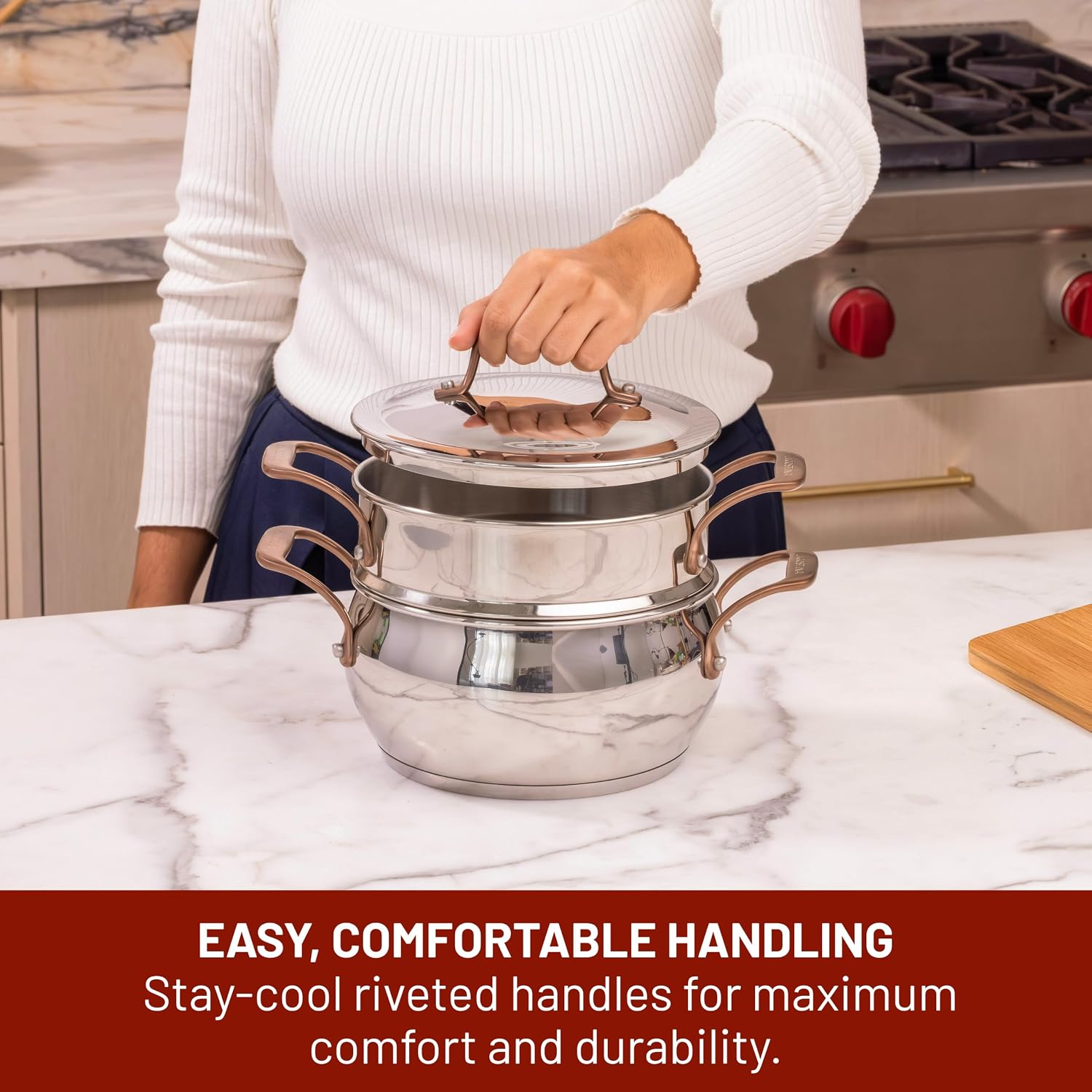 Detalle de Lagostina L415629612 Bronzeo 12-Piece Stainless Steel Cookware Set